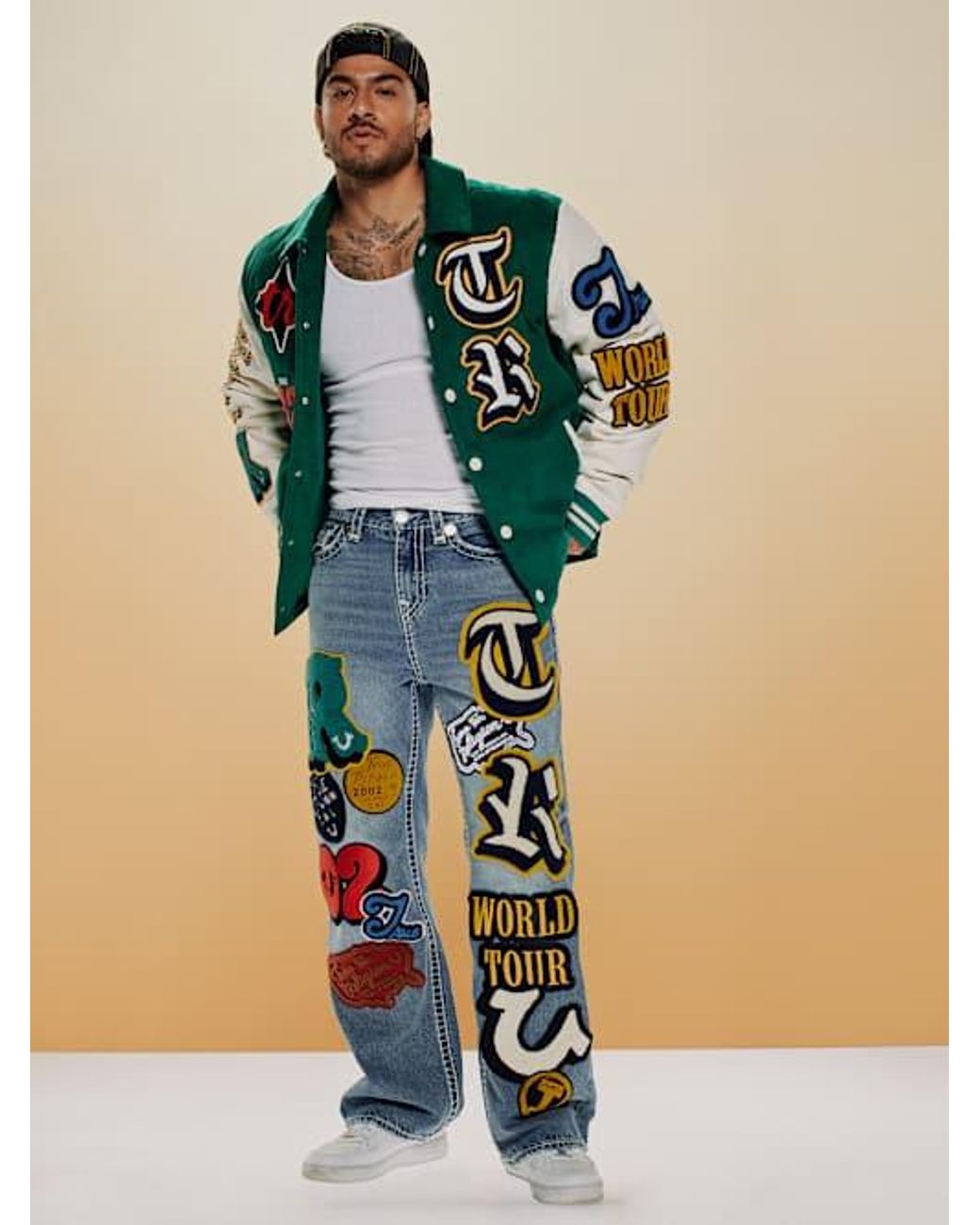 TRUE RELIGION Vinny Super T Patches Ultra Baggy Jean | Lyst