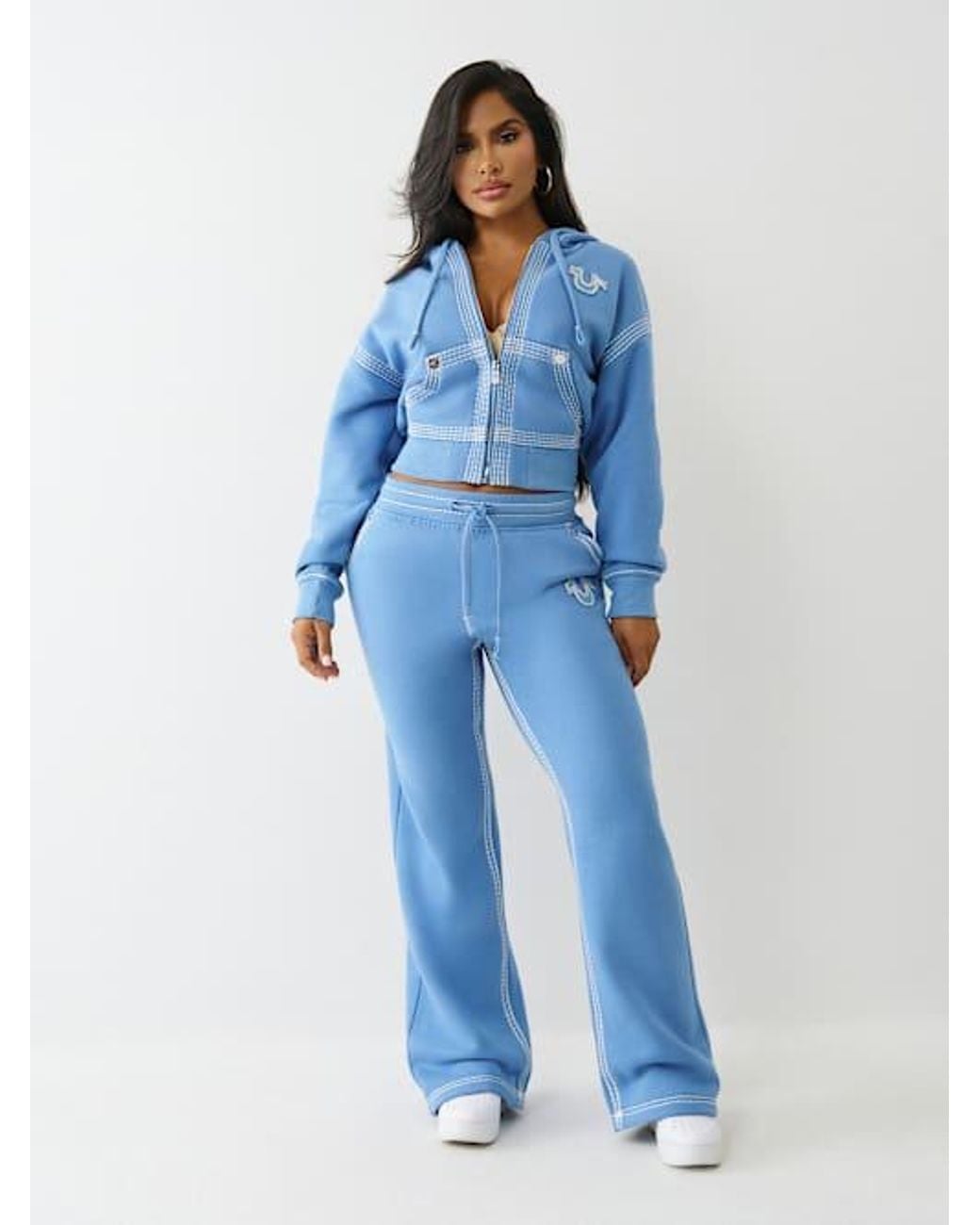 TRUE RELIGION Super Qt Relaxed Zip Hoodie in Blue | Lyst