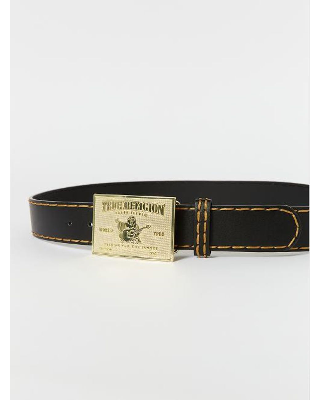 True Religion Big T Buddha Buckle Belt | Lyst