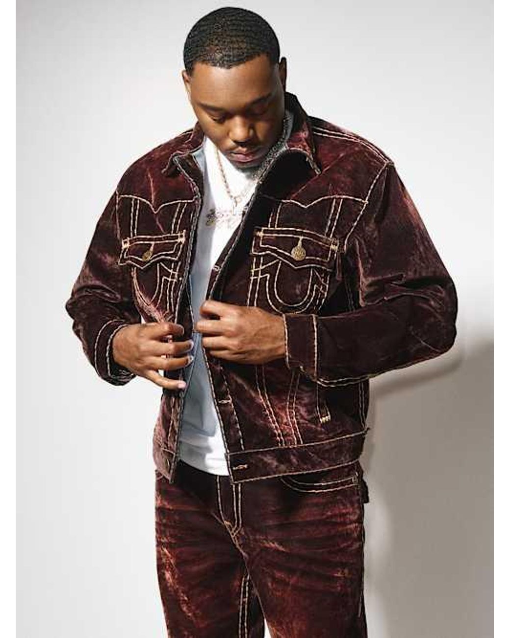 TRUE RELIGION Oversized Super T Velvet Jacket in Black for Men | Lyst
