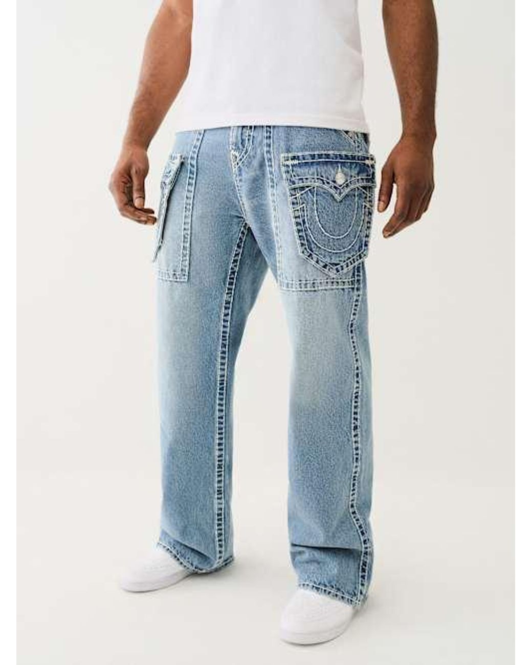 TRUE RELIGION Vinny Super T Ultra Baggy Cargo Jean in Blue for Men