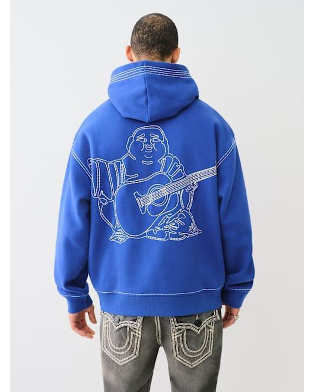 True Religion Super Qt Buddha Hoodie in Blue | Lyst