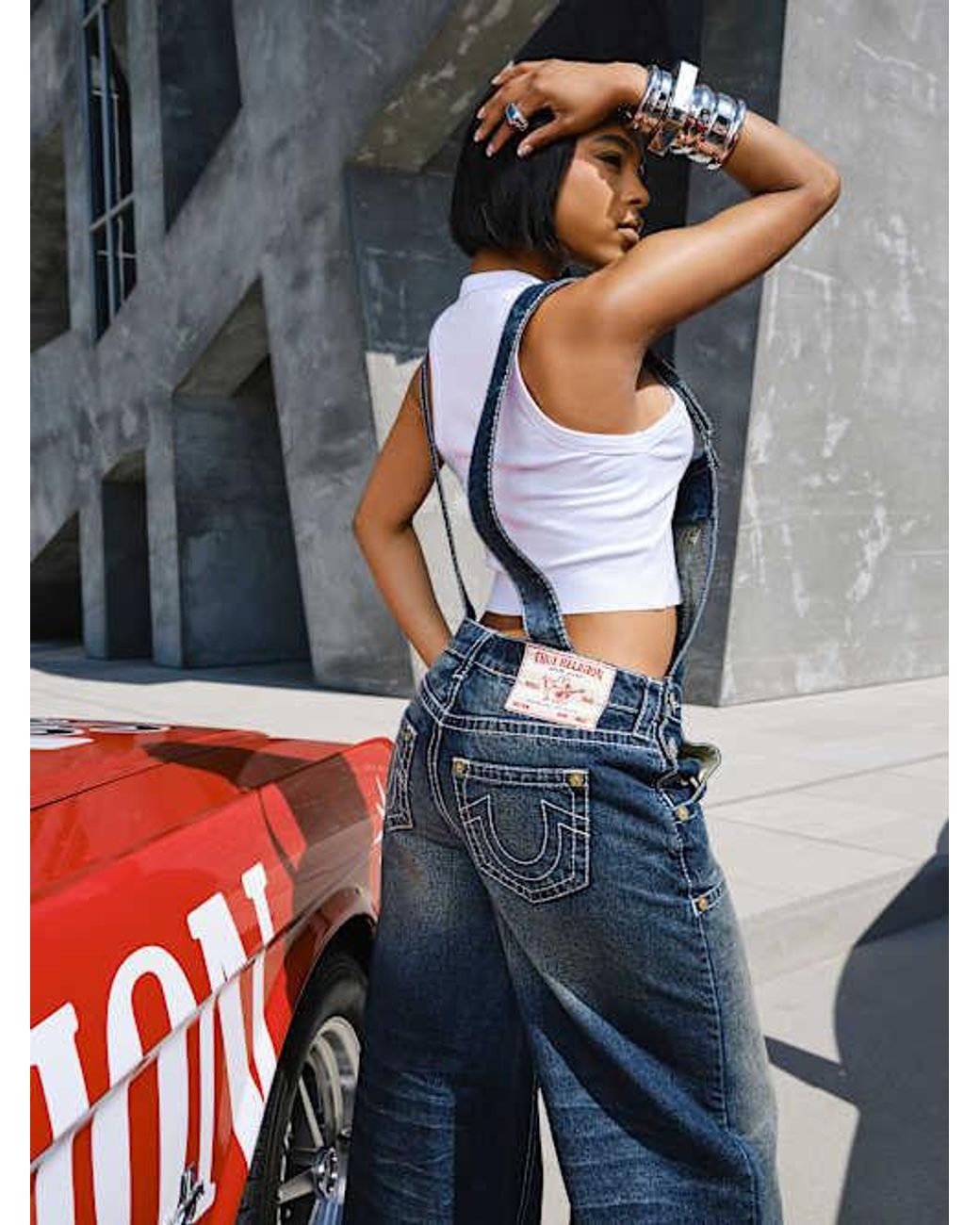 True Religion JESSIE BIG T オーバーオール TRUE RELIGION Jessie Big T Oversized Overall in Blue | Lyst