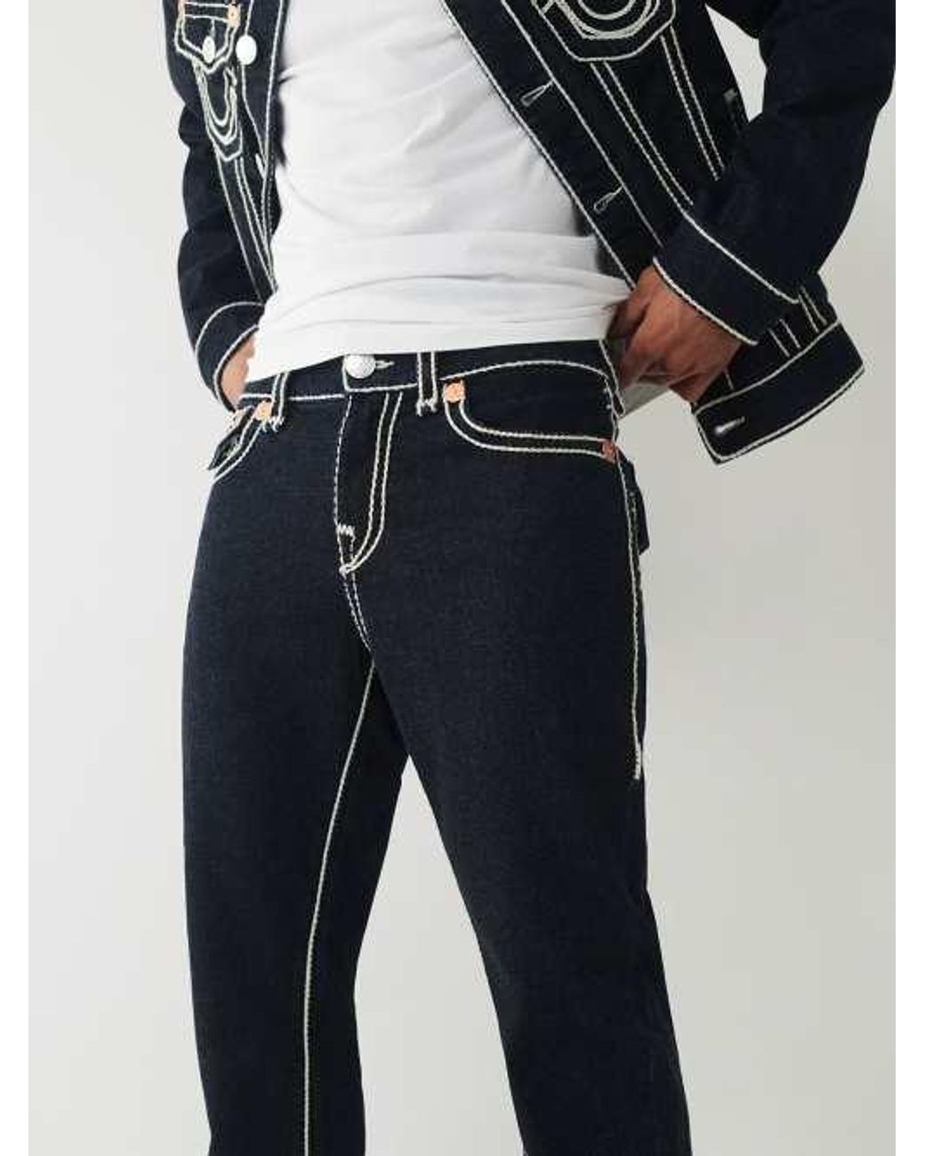 True Religion Ricky Rope Stitch Straight Jean in Blue for
