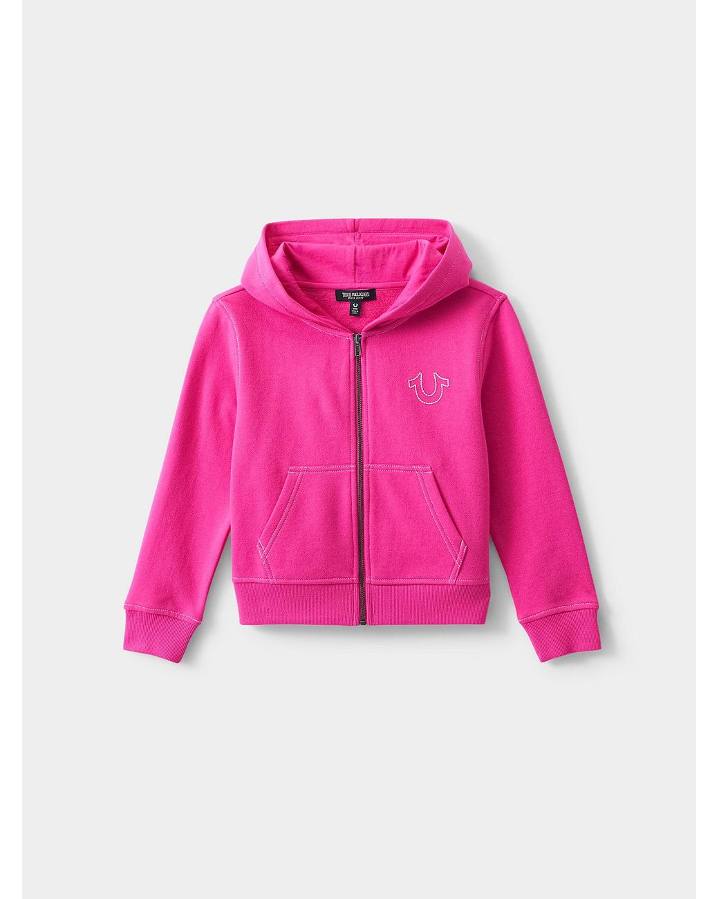 True Religion Girls Logo Zip Hoodie in Pink | Lyst