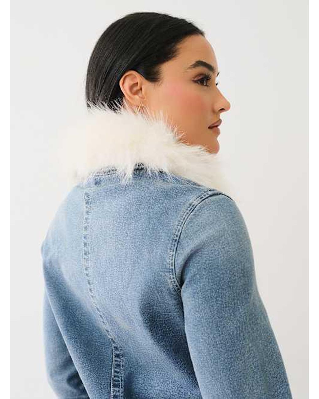 Fur trim denim jacket 2025