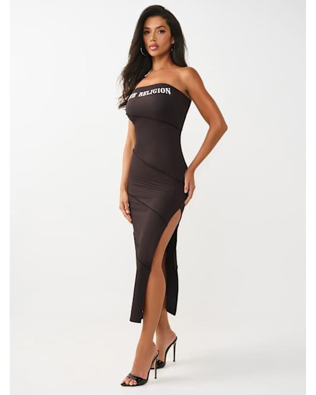TRUE RELIGION Strapless Ribbed Maxi Dress in Black | Lyst TRUE RELIGION Strapless Ribbed Maxi Dress in Black | Lyst