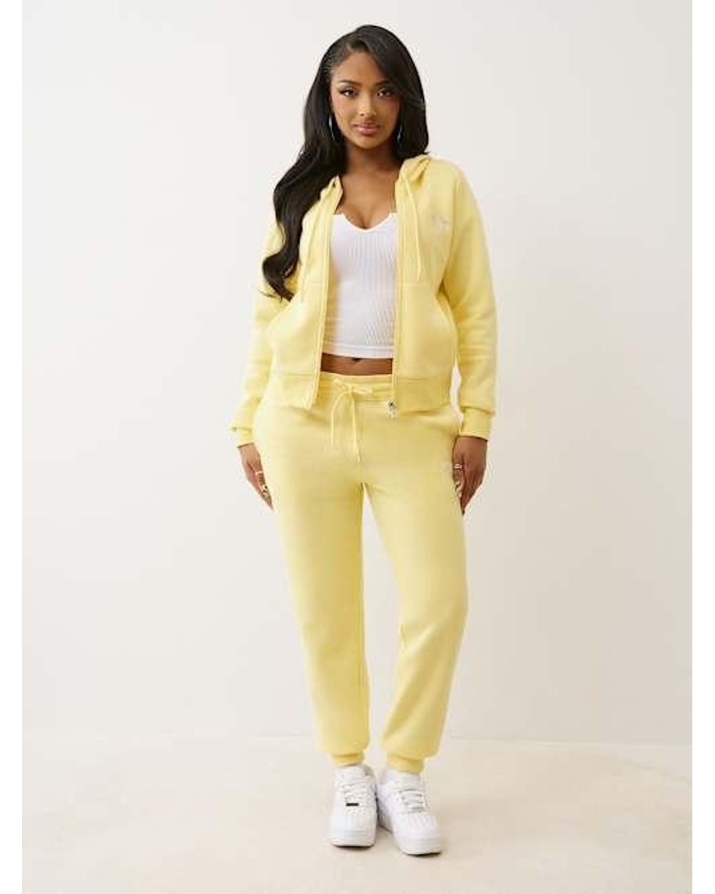 TRUE RELIGION Crystal Global Logo Zip Hoodie in Yellow | Lyst