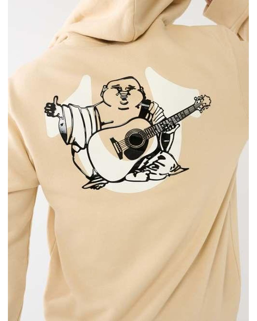 True Religion Embossed Buddha Logo Fleece Zip Hoodie in Natural for Men Lyst