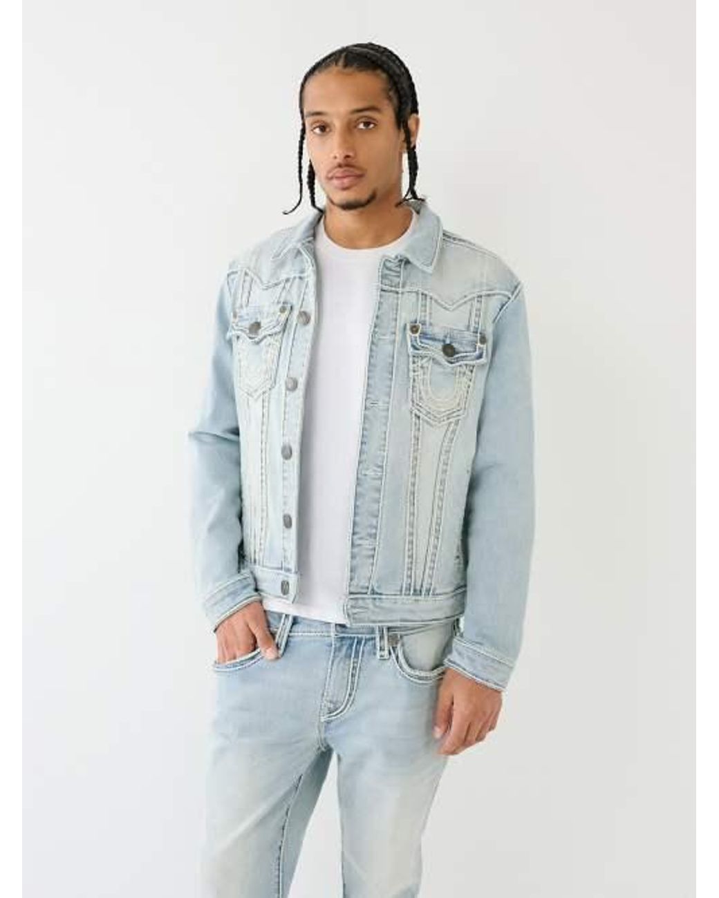 True Religion Jimmy Rope Stitch Denim Jacket in Blue for Men | Lyst