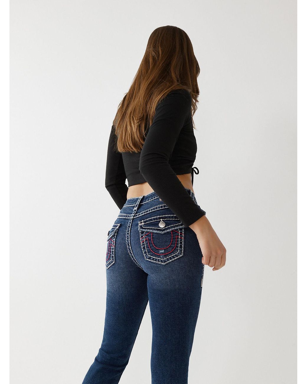 True Religion Billie Super T Stitch Straight Jean in Blue | Lyst