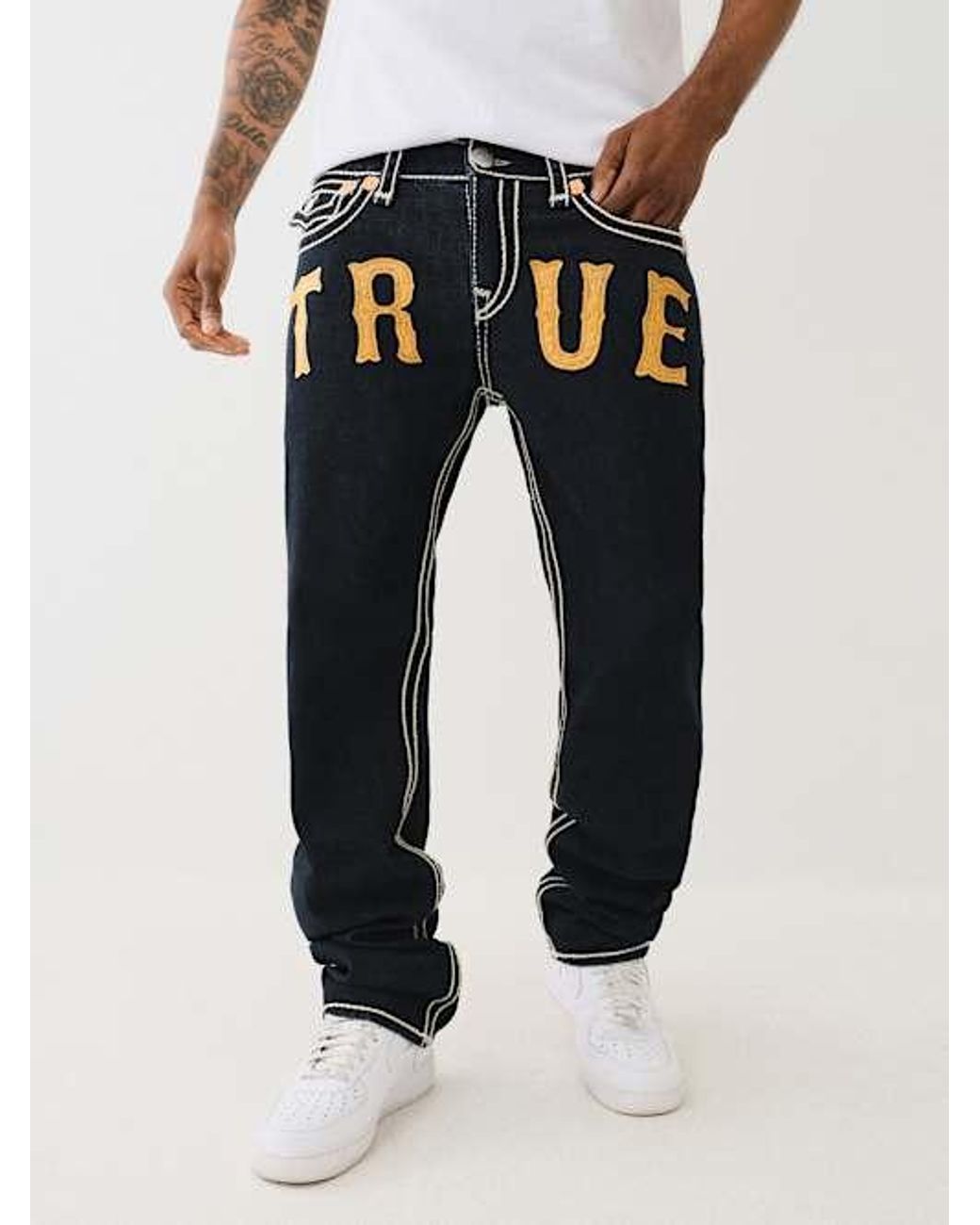 TRUE RELIGION RICKY ROPE STITCHストレートジーンズ RICKY RED STITCH SUPER T JEAN - OLD GLORY | True Religion