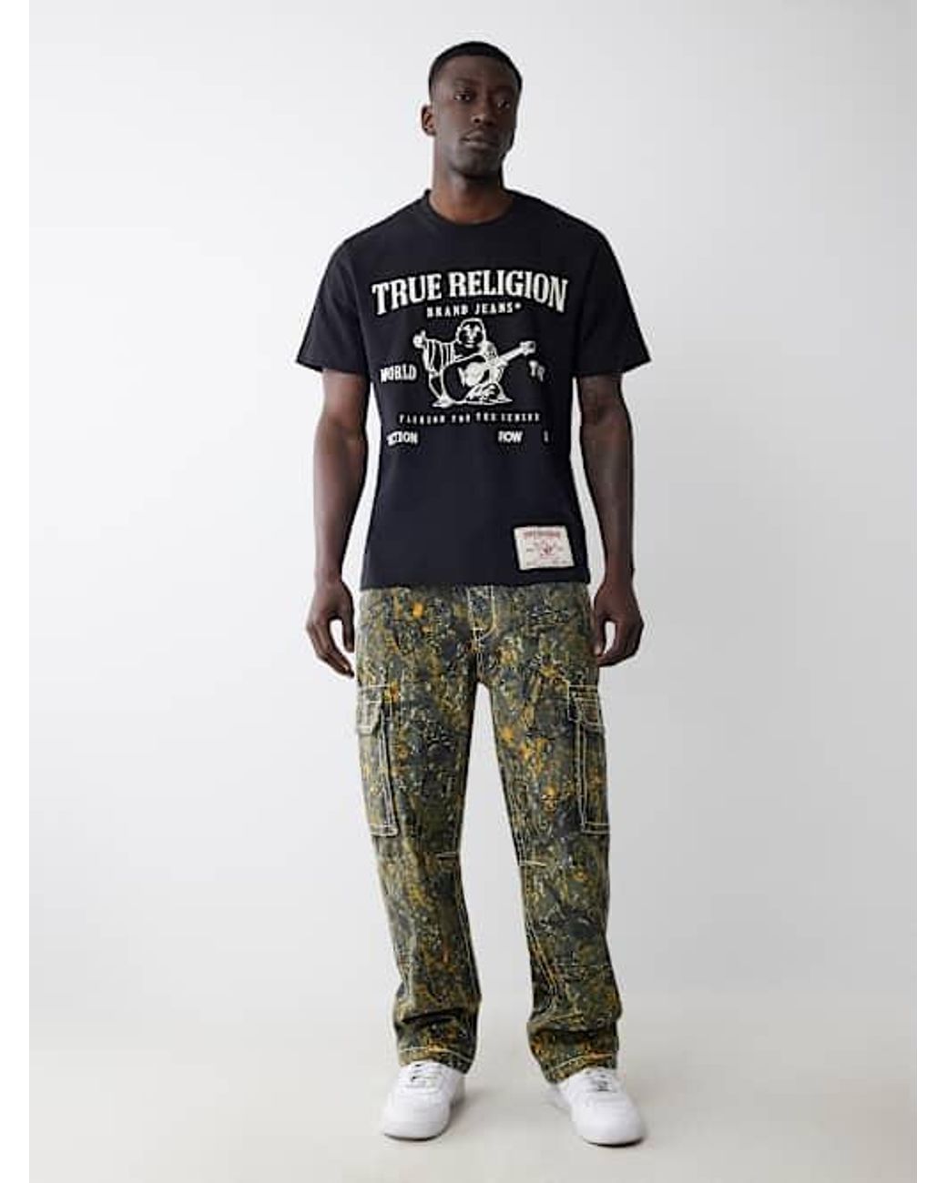 True Religion Buddha Camo Big T Cargo Pant in Black | Lyst