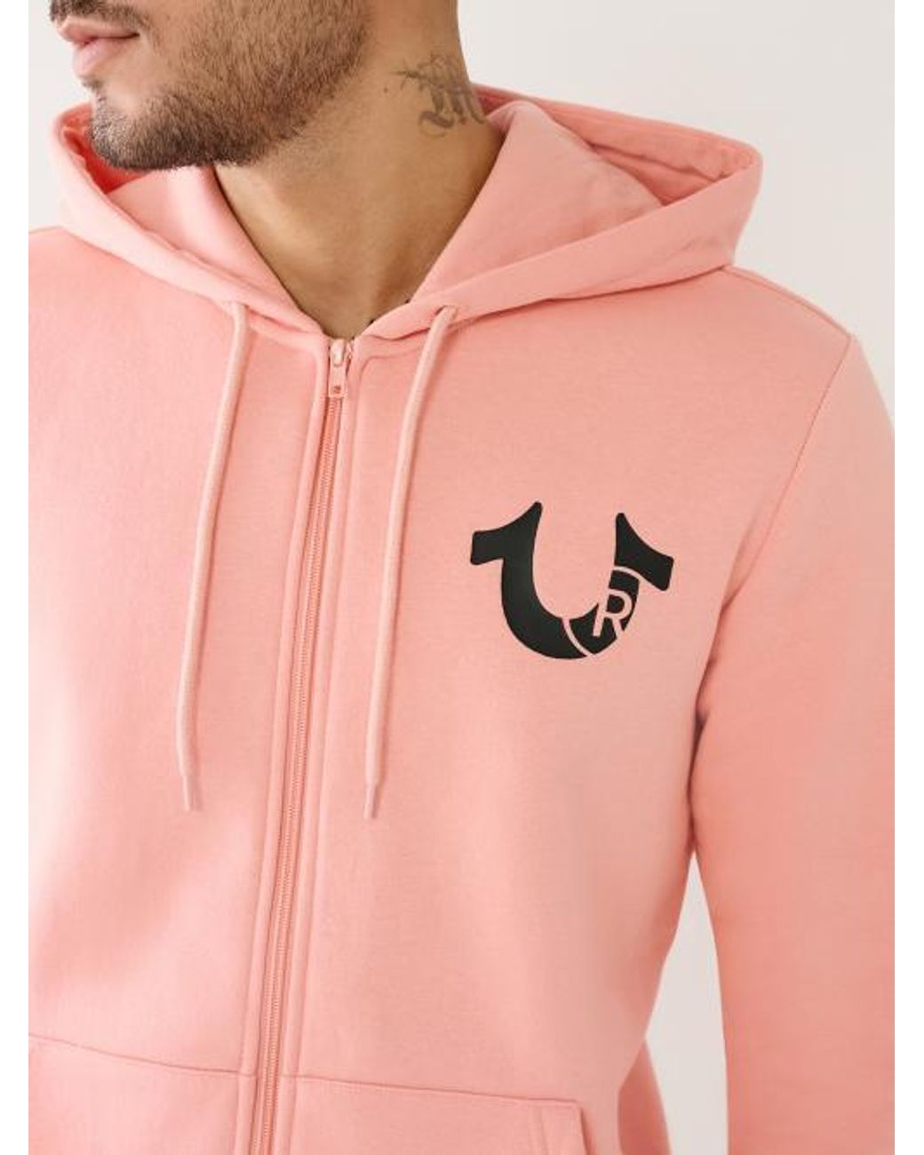 TRUE RELIGION ★【ジップパーカー】HORSESHOE ロゴで見せる一着 HORSESHOE APPLIQUE SUPER T FLEECE HOODIE | True Religion