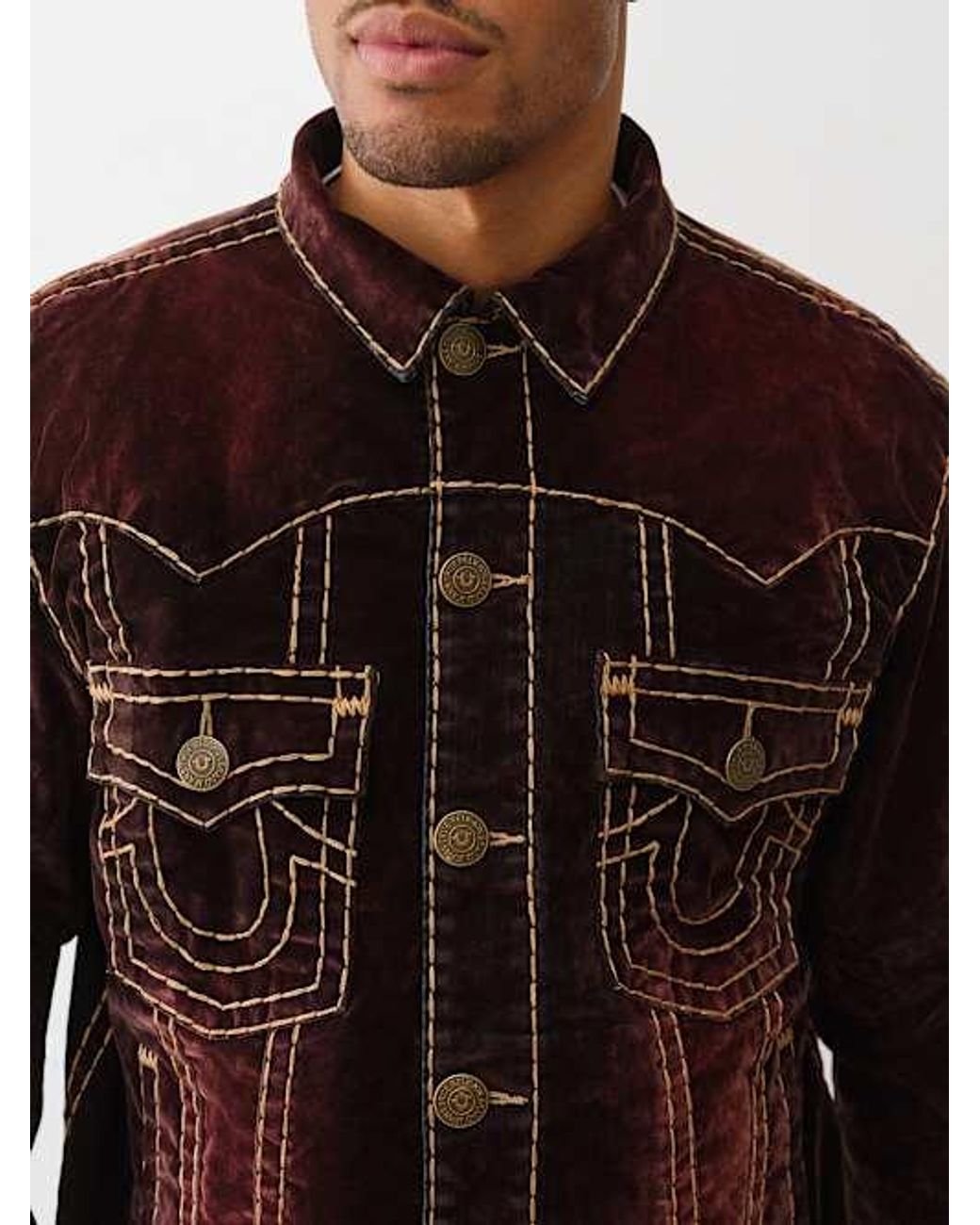 TRUE RELIGION Oversized Super T Velvet Jacket in Black for Men | Lyst