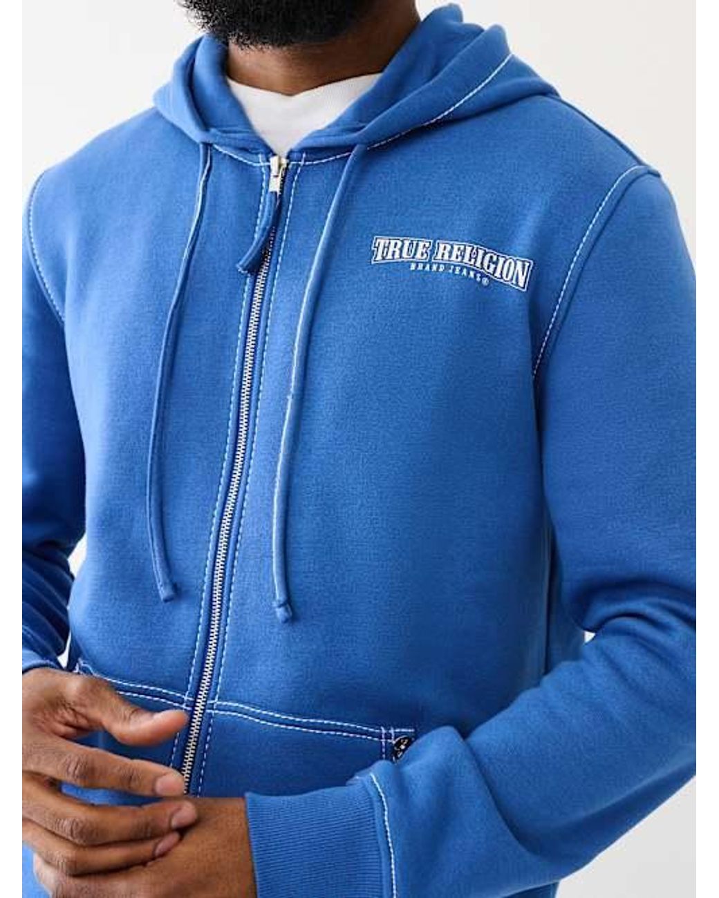 True Religion Painted Horseshoe Zip Hoodie in Blue for Men Lyst