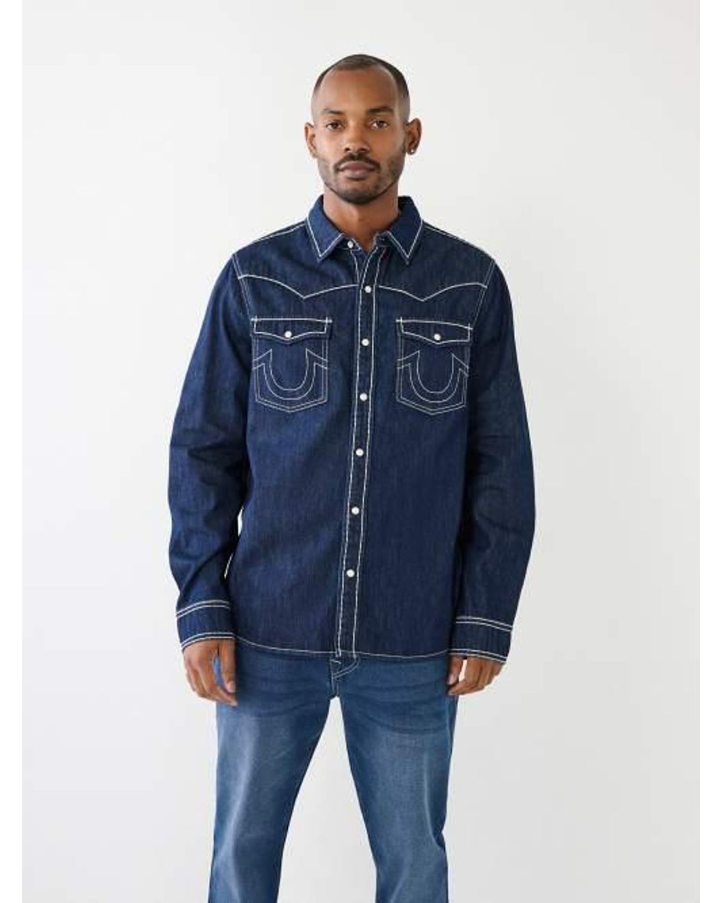 Big men's denim best sale shirts