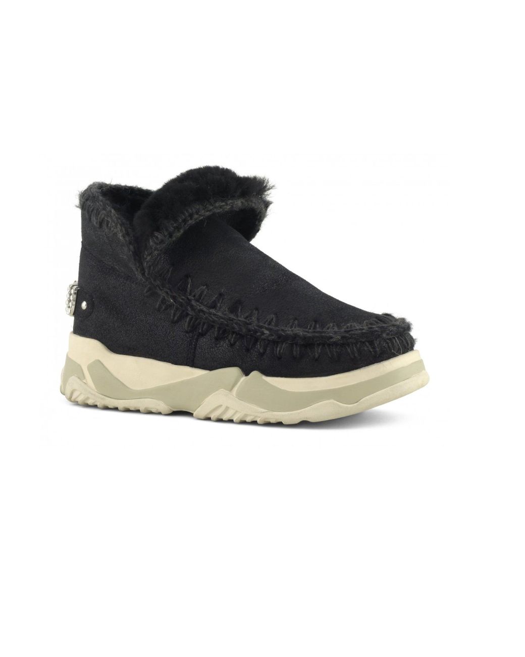 Mou Sheepskin Boots With Black Trainer Sole | Lyst