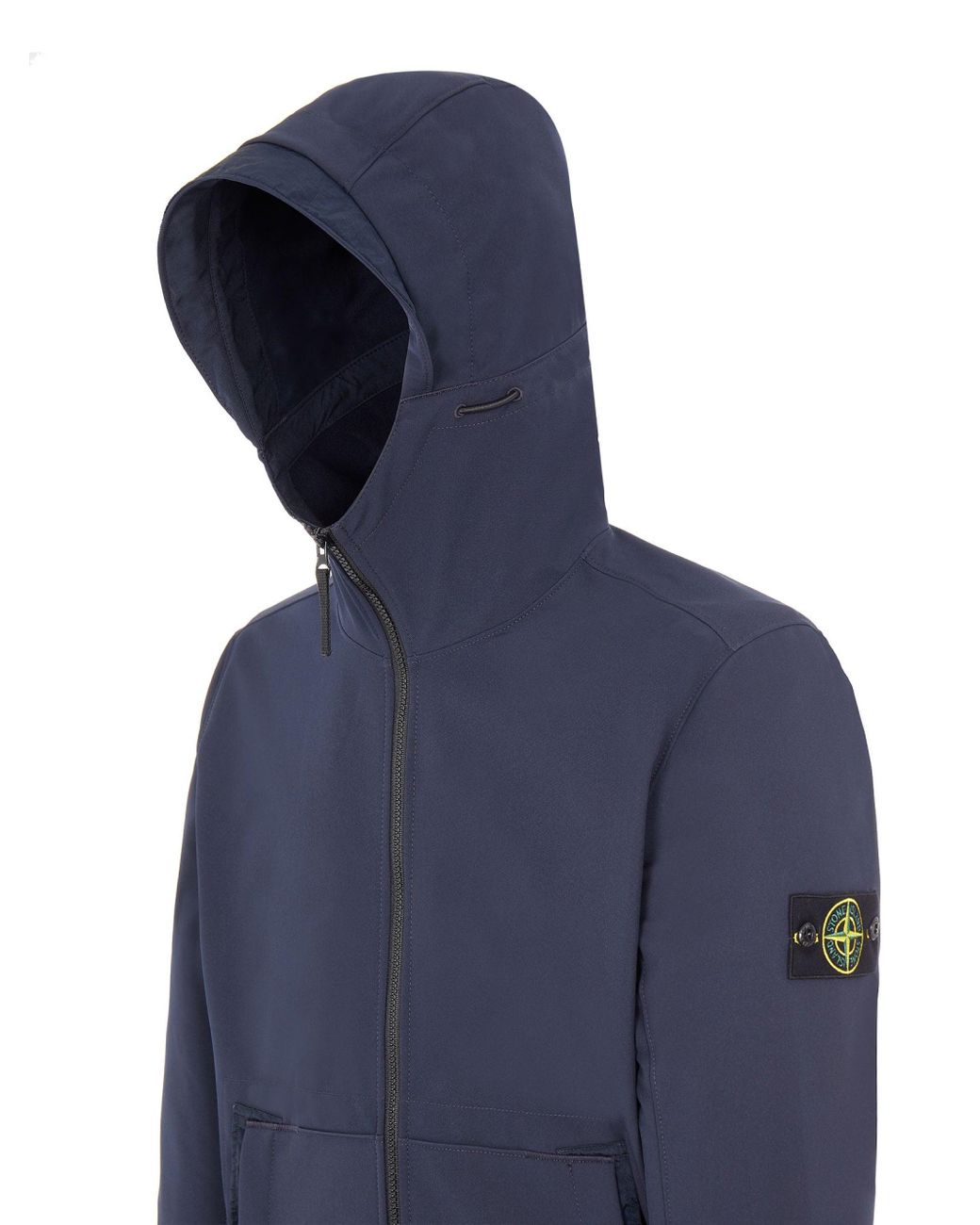 Stone Island Synthetic Soft Shell-r Jacket With Blue Hood for Men | Lyst
