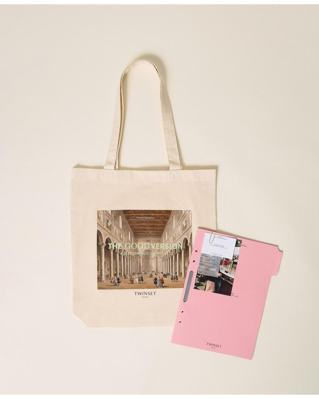 Twinset Natural Twill Tote Bag With Print