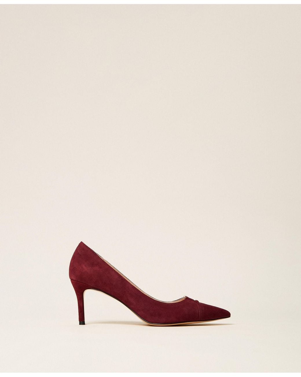Twinset Pink Suede Court Shoes With Logo