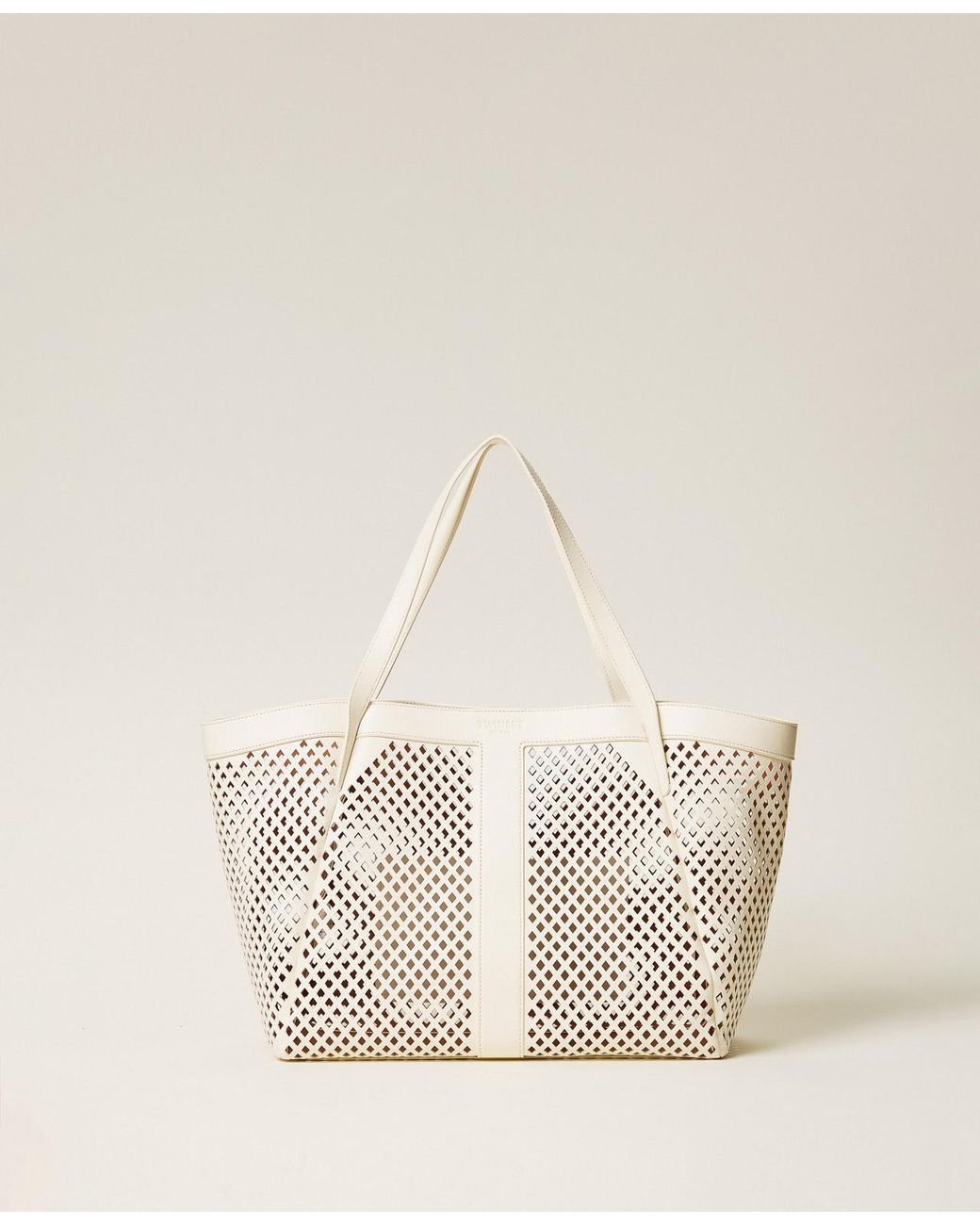 Twinset Natural Mesh Leather Shopper Bag