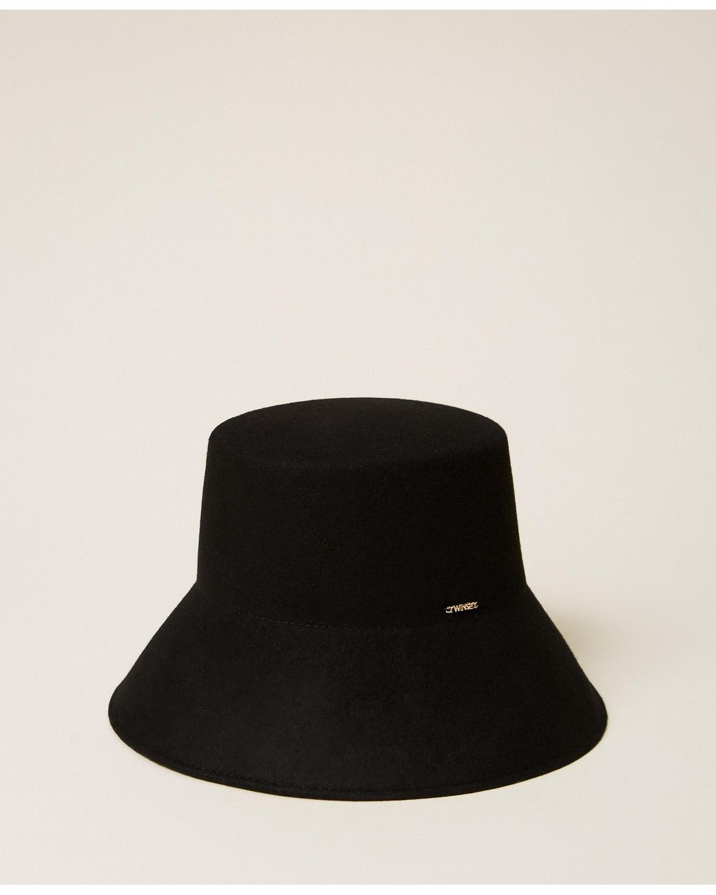 Twinset Black Wool Cloth Bucket Hat