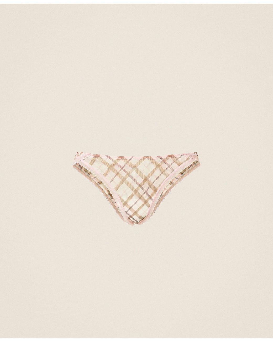 Twinset Natural Charmeuse Brazilian Brief With Check Print