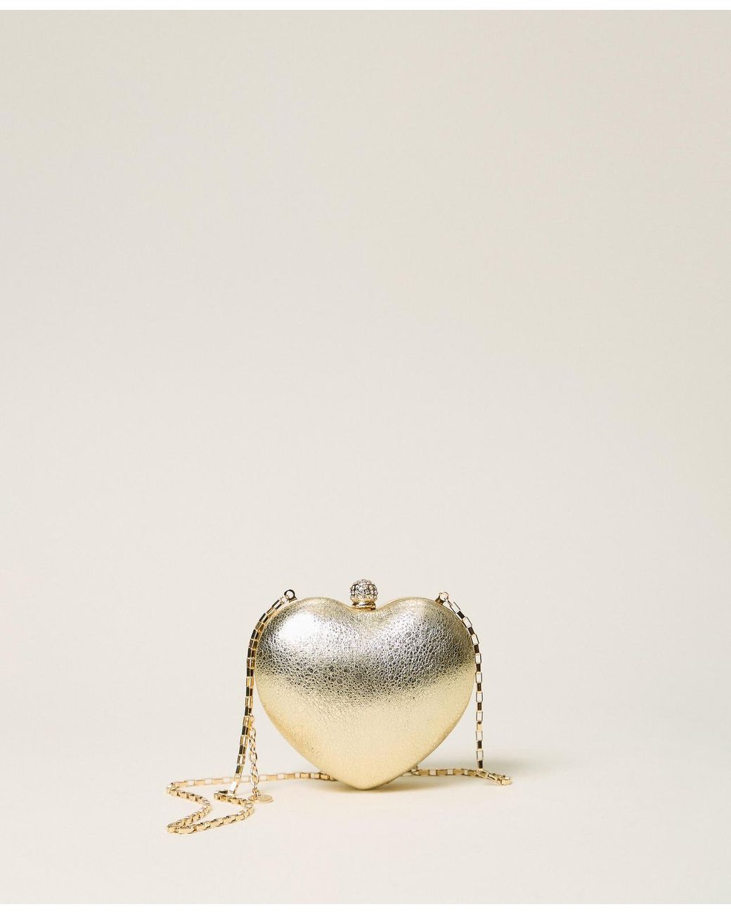 Twinset Natural Mini Heart-Shaped Clutch Bag