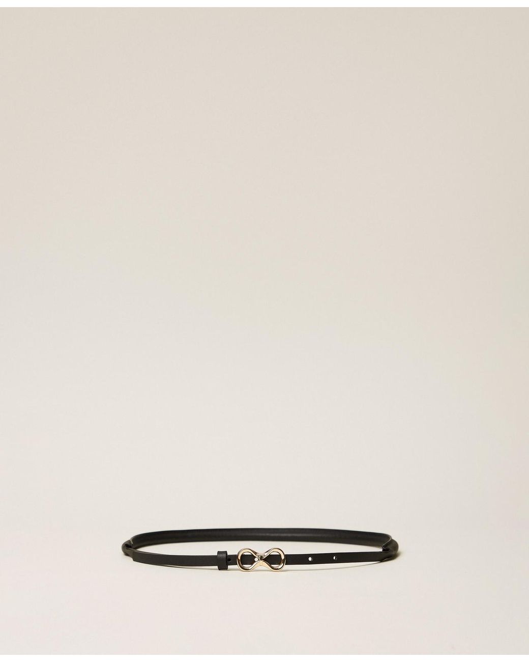 Twinset Natural Leather Belt With Logo Buckle