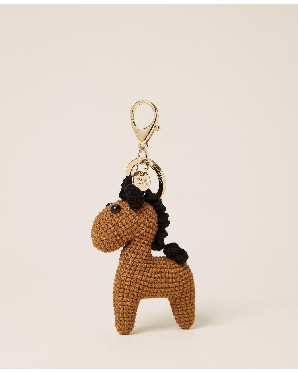 Twinset Natural Crochet Horse Keyring