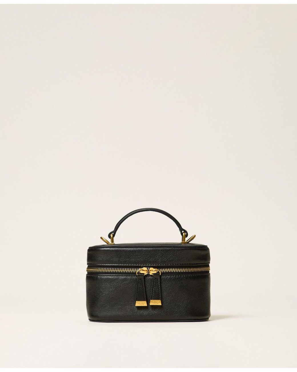 Twinset Black Leather Shoulder Bag