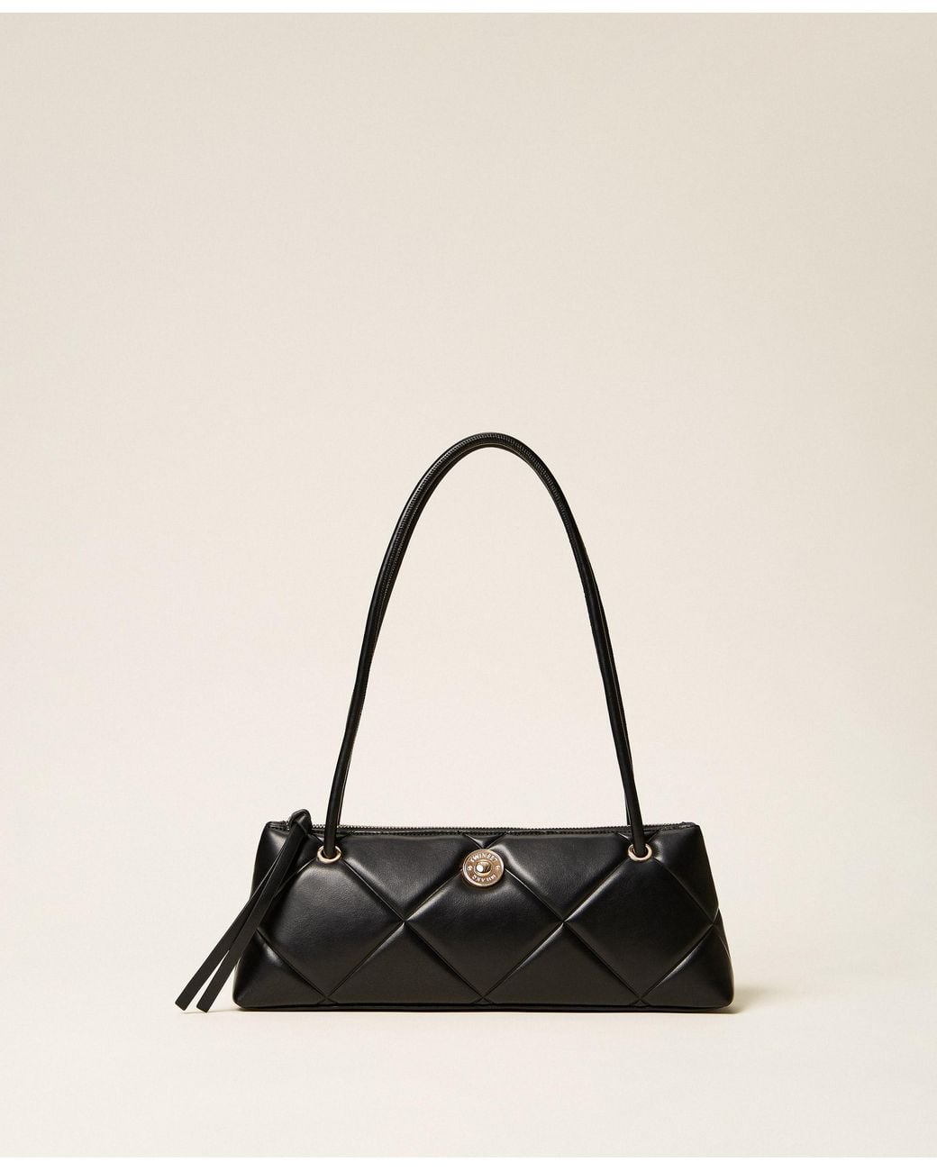 Twinset Natural Quilted Bowler Bag With Logo