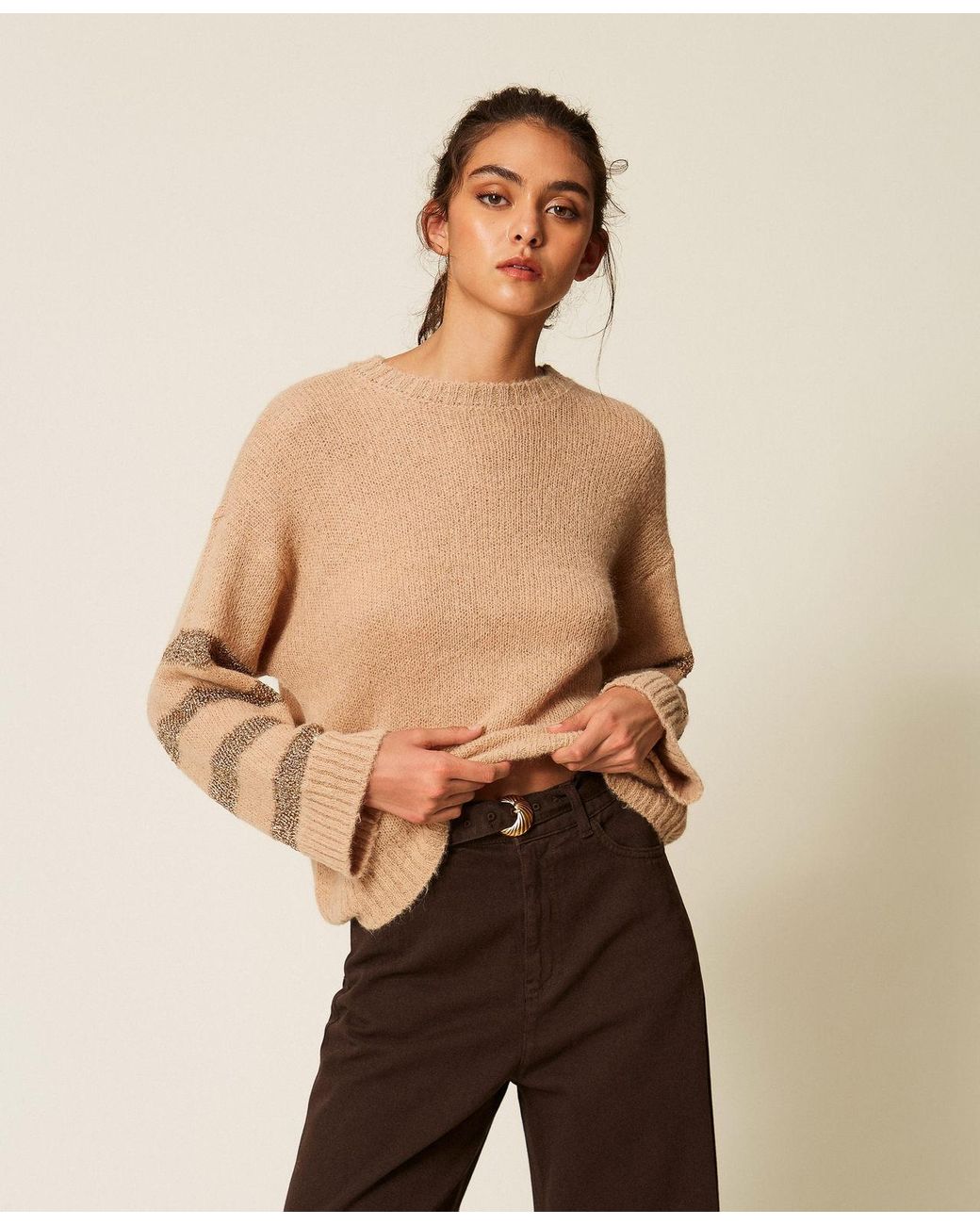 Twinset Natural Alpaca Blend Striped Jumper