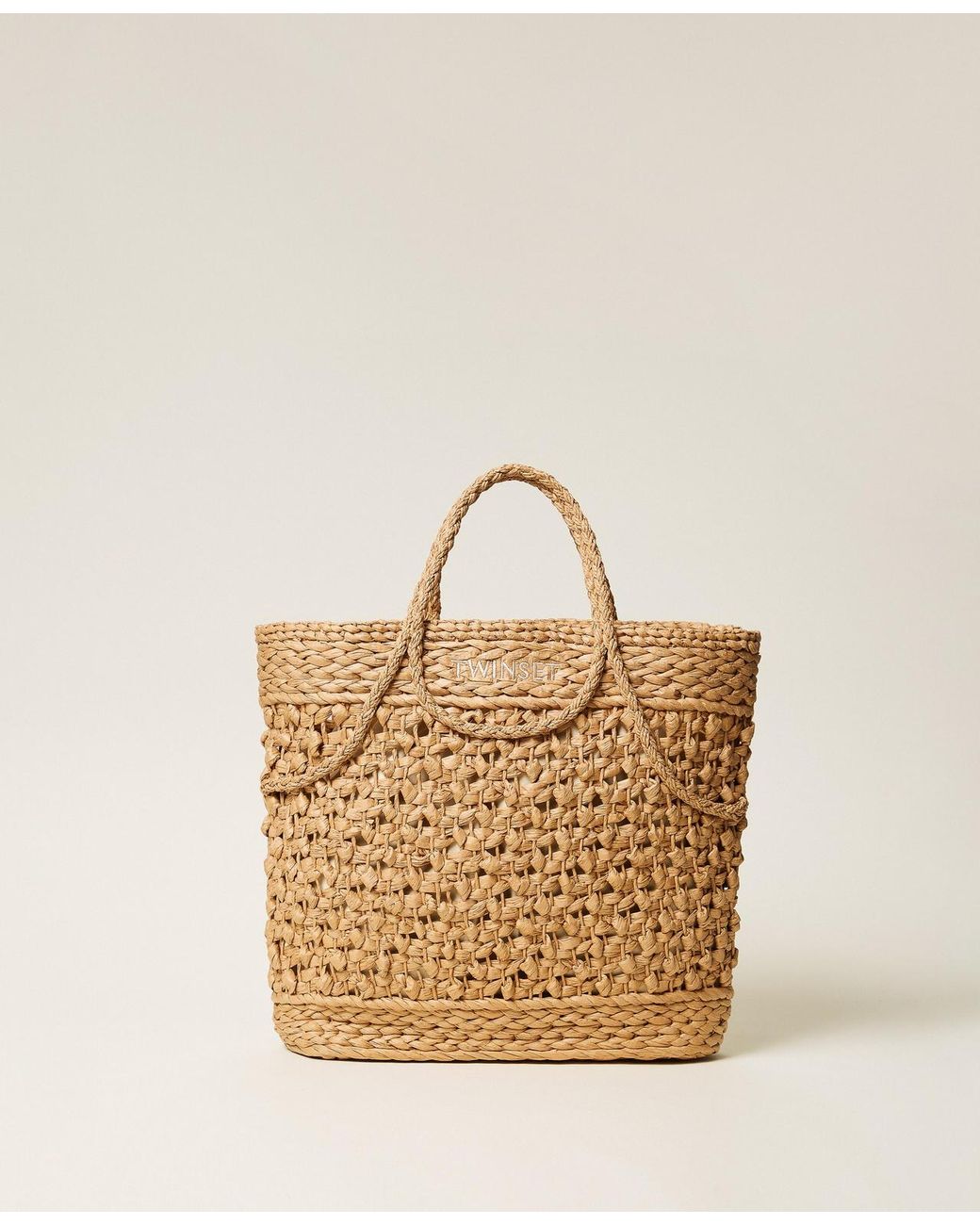 Twinset Natural Crochet Raffia Shopper Bag