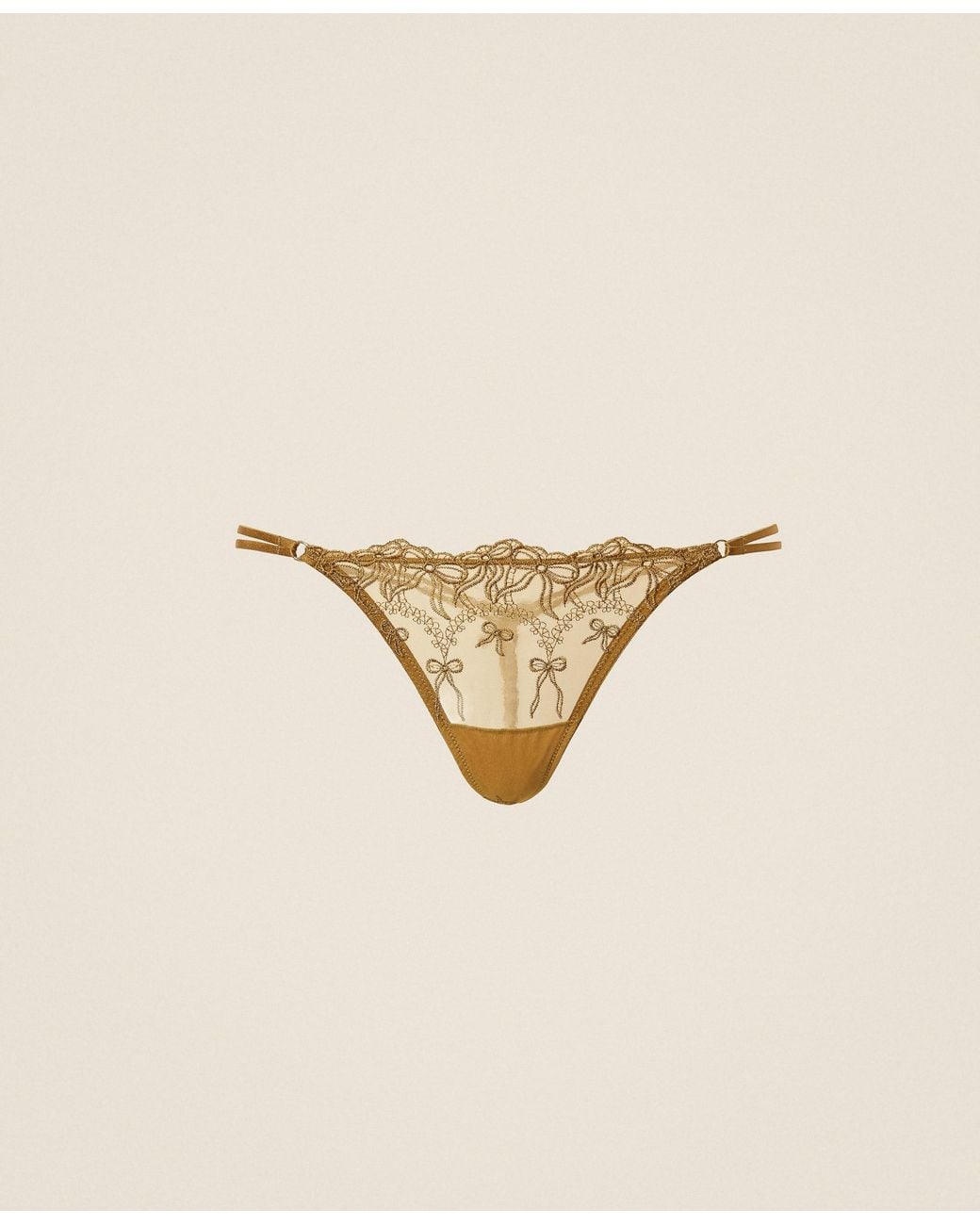 Twinset Natural Tulle Thongs With Bows