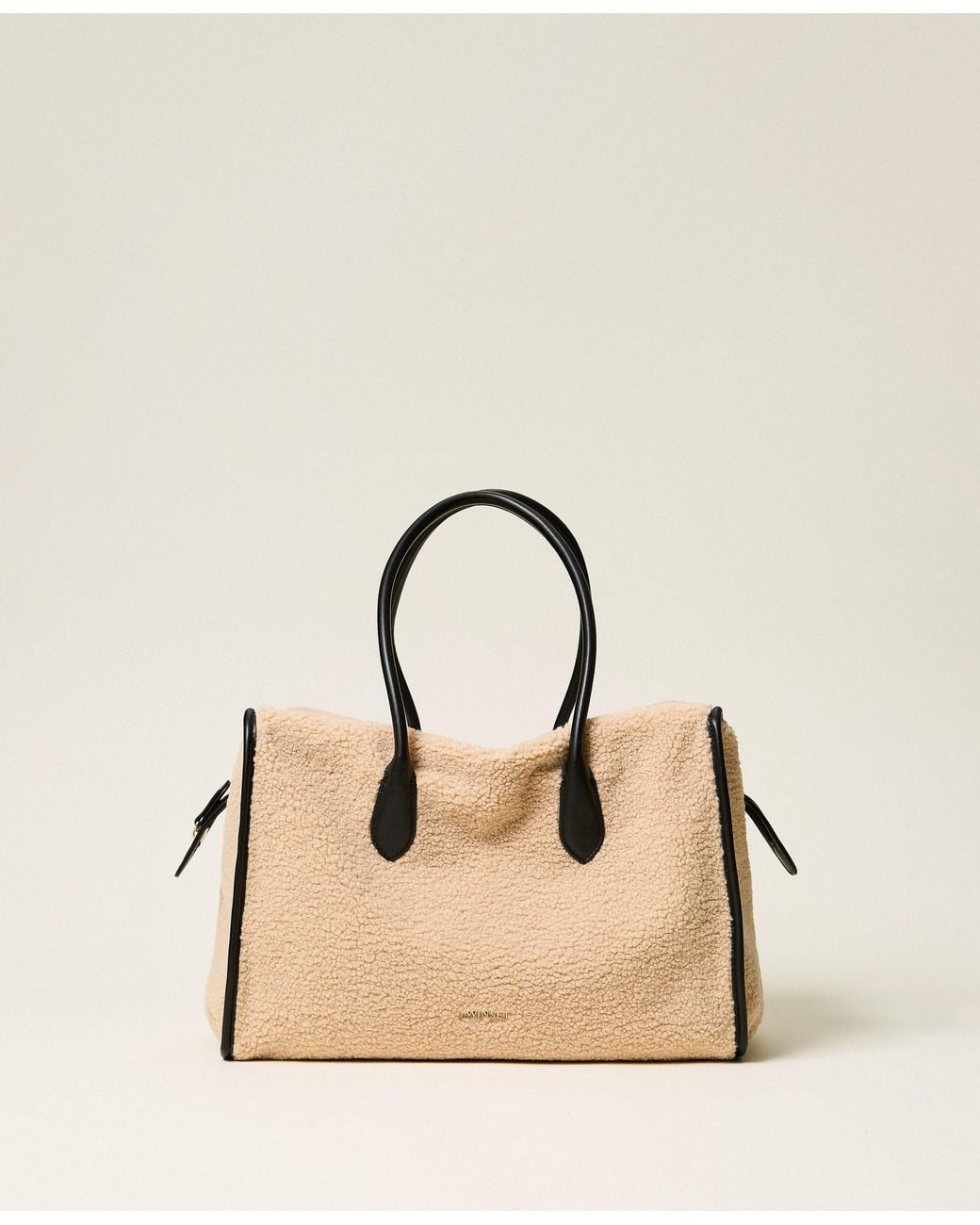Twinset Natural Faux Fur Bowler Bag