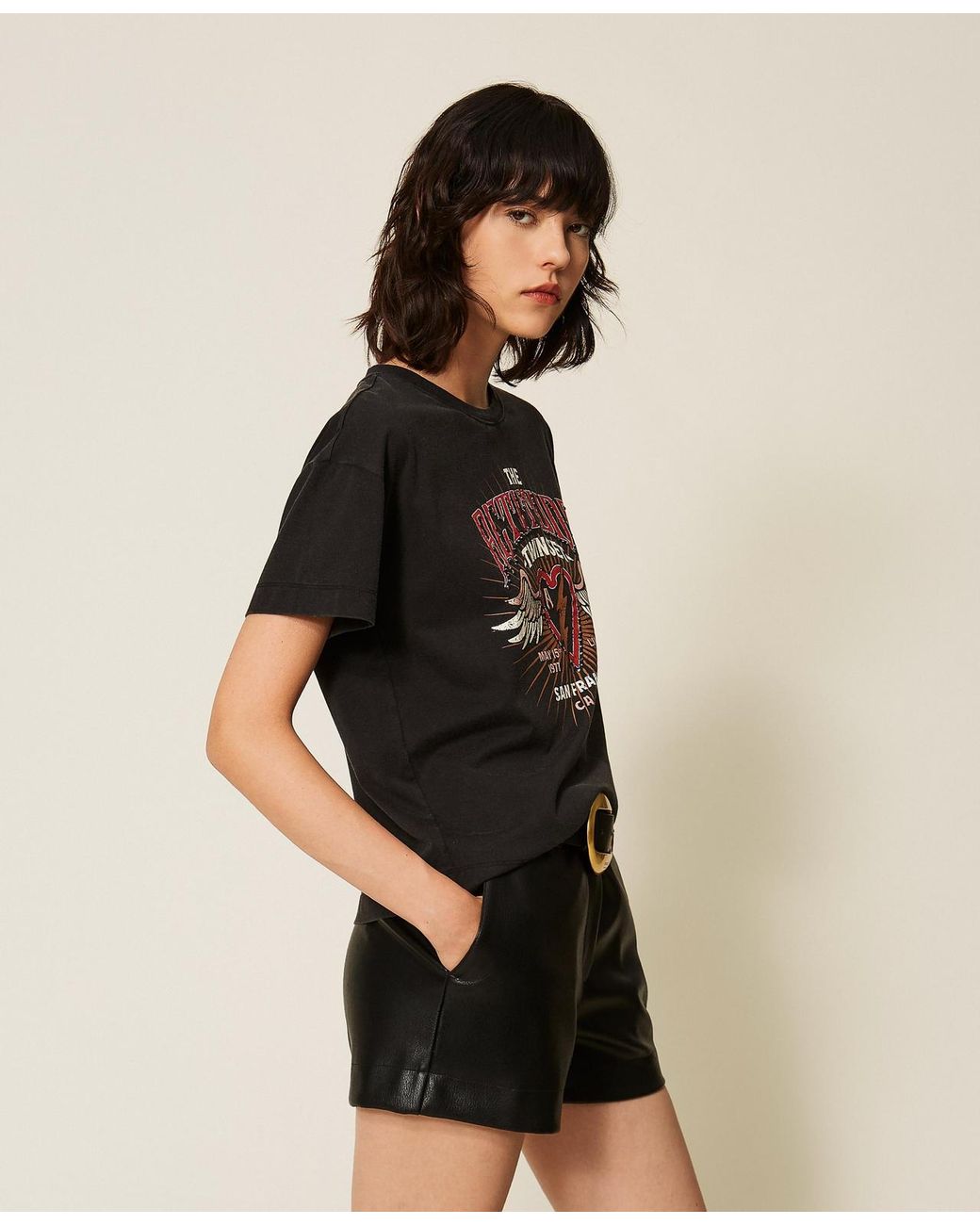 Twinset Black Regular T-Shirt With Print