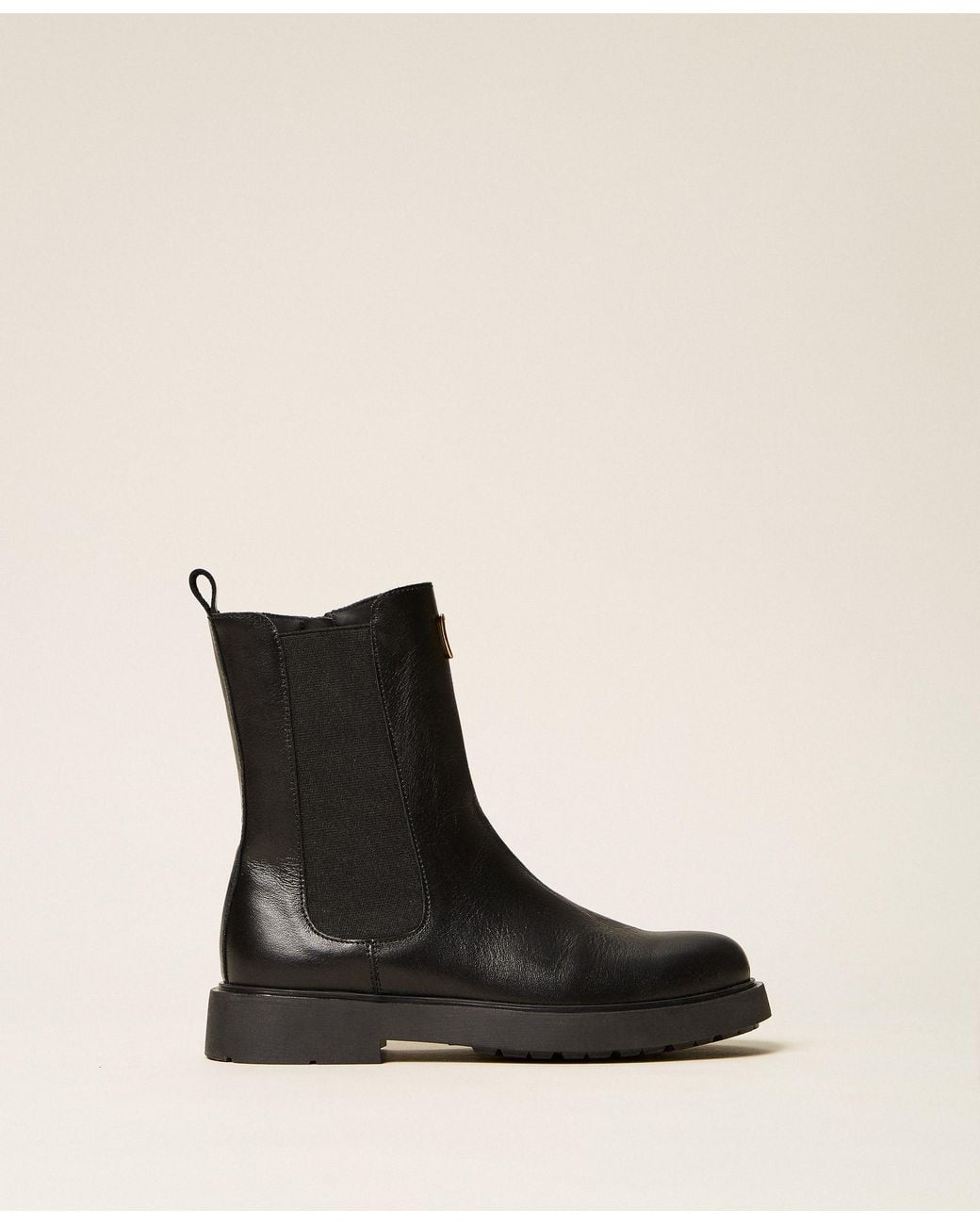 Twinset Black Leather Chelsea Boots