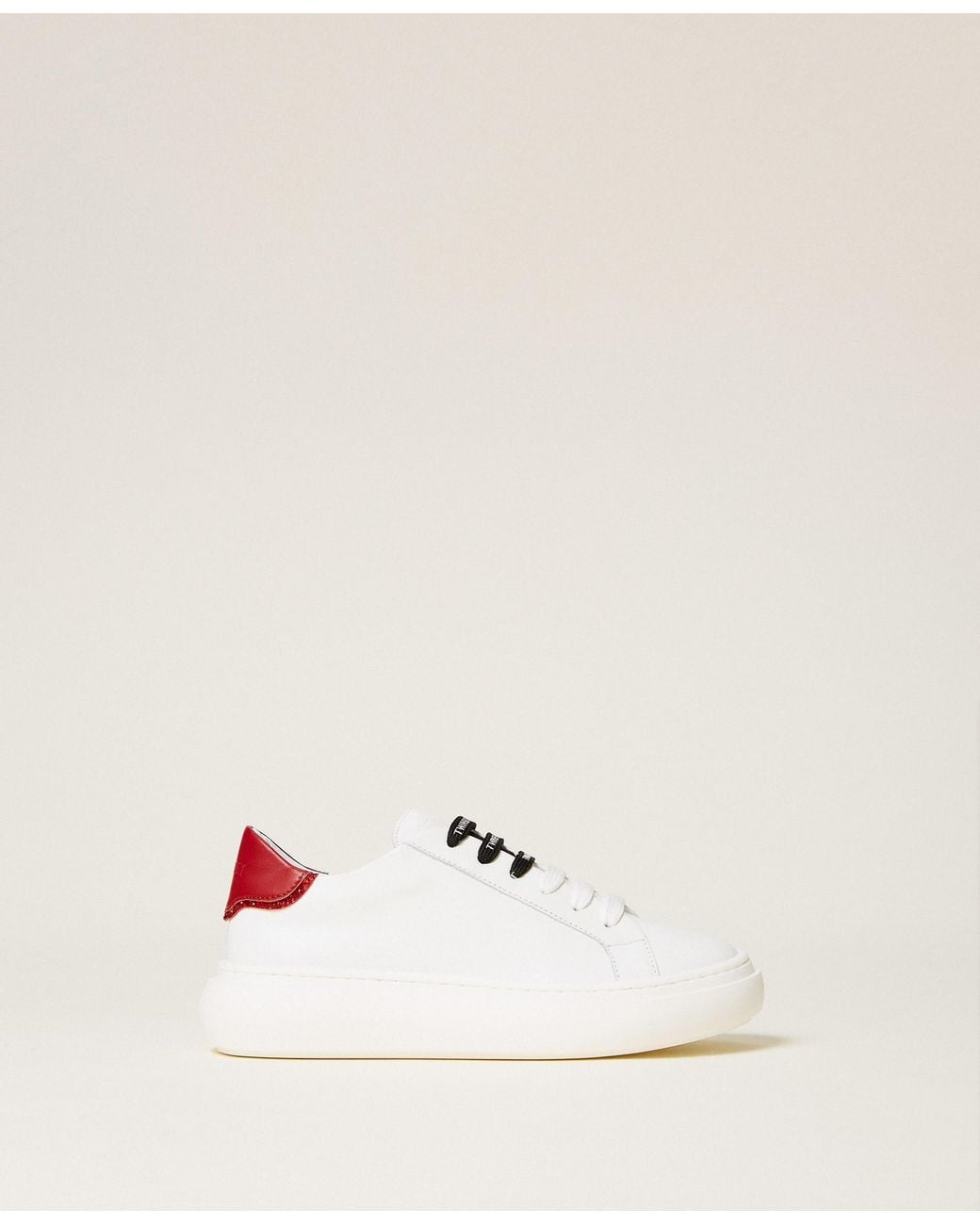 Twinset Natural Leather Trainers With Logo