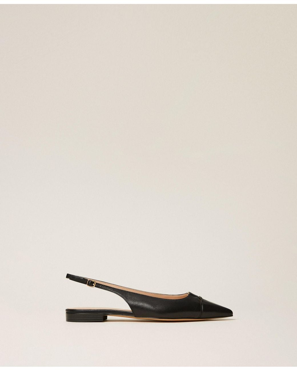 Twinset Natural Leather Sling Back Ballet Flats