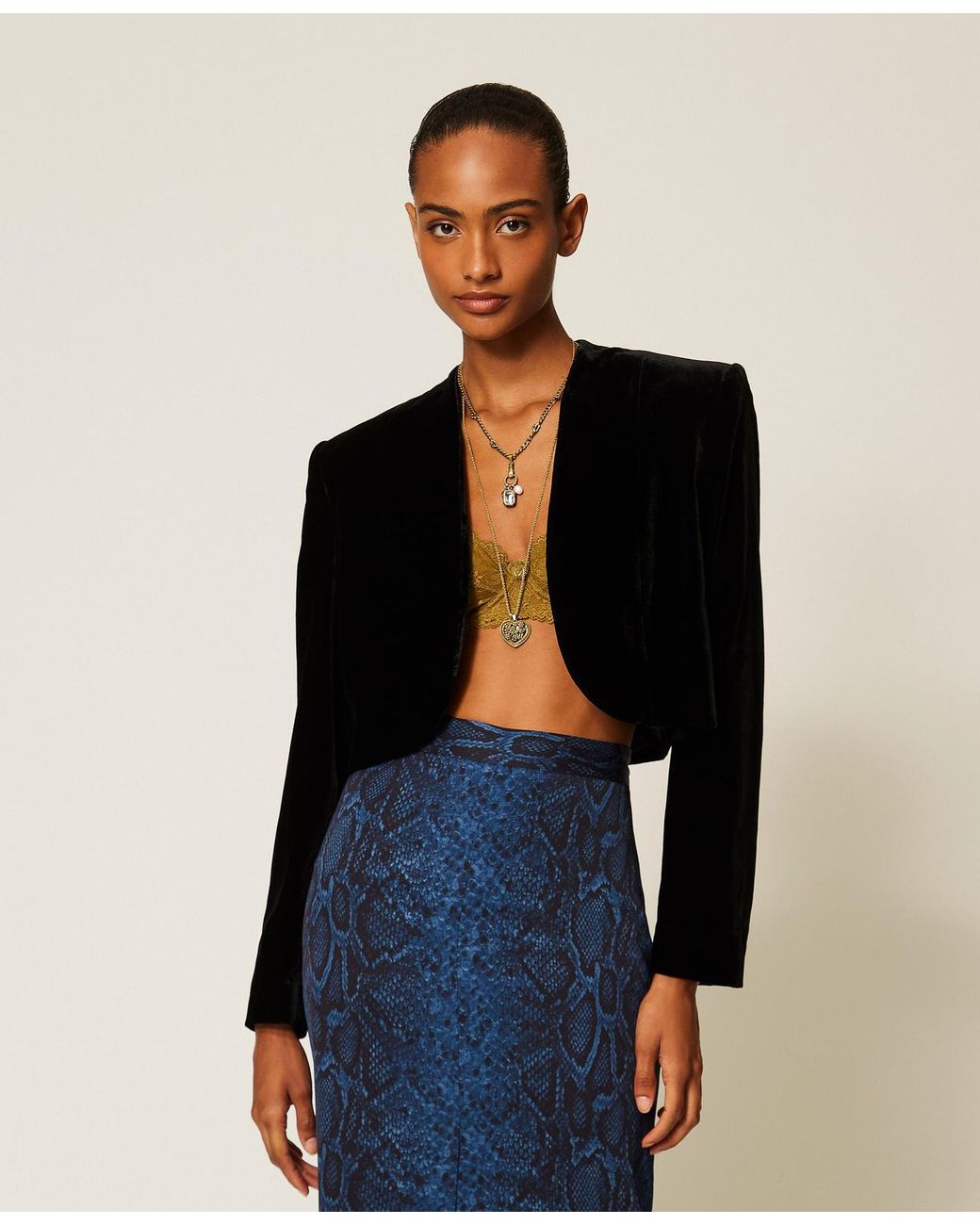 Twinset Blue Velvet Spencer Jacket