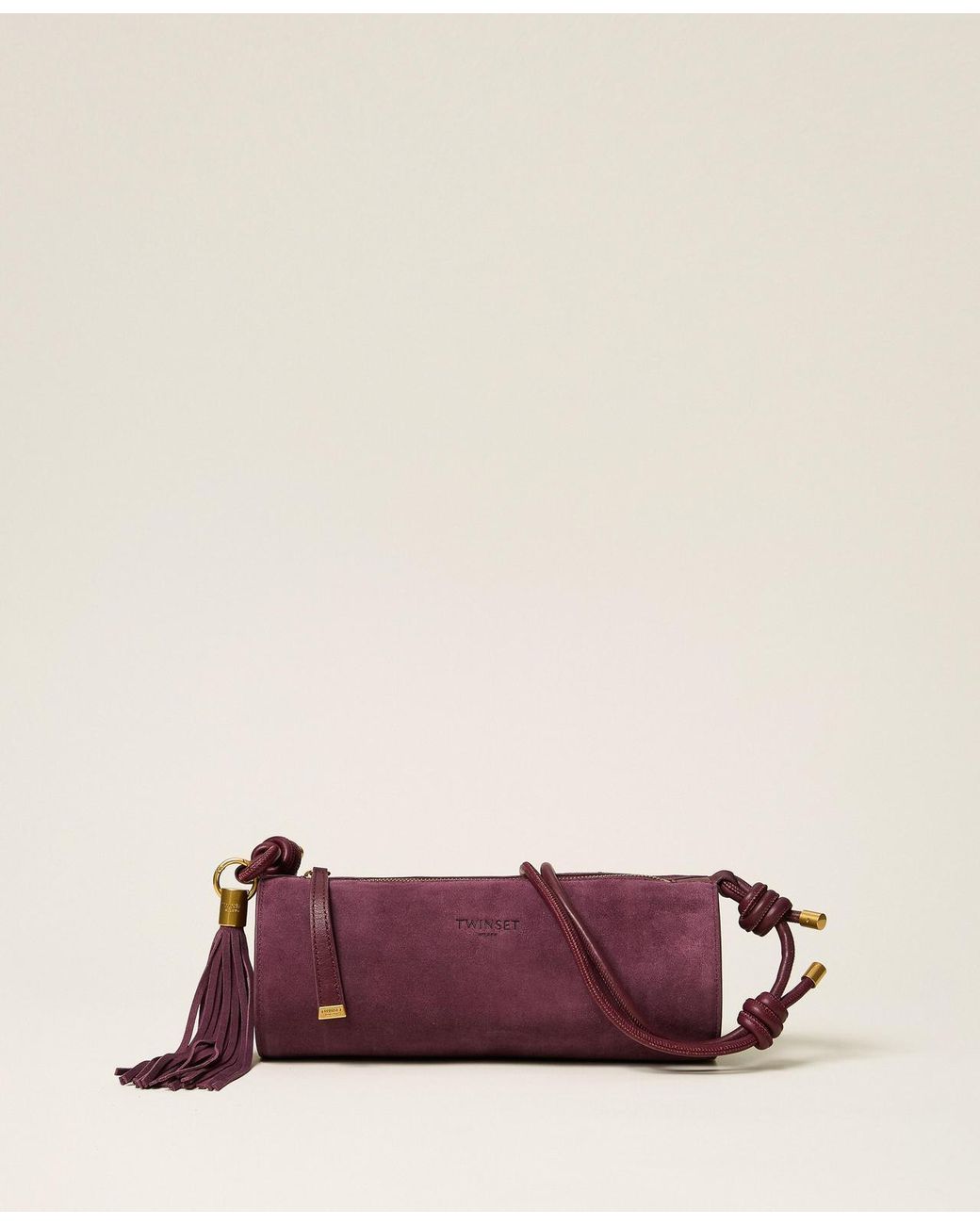Twinset Red Suede Cylinder Bag With Tassel