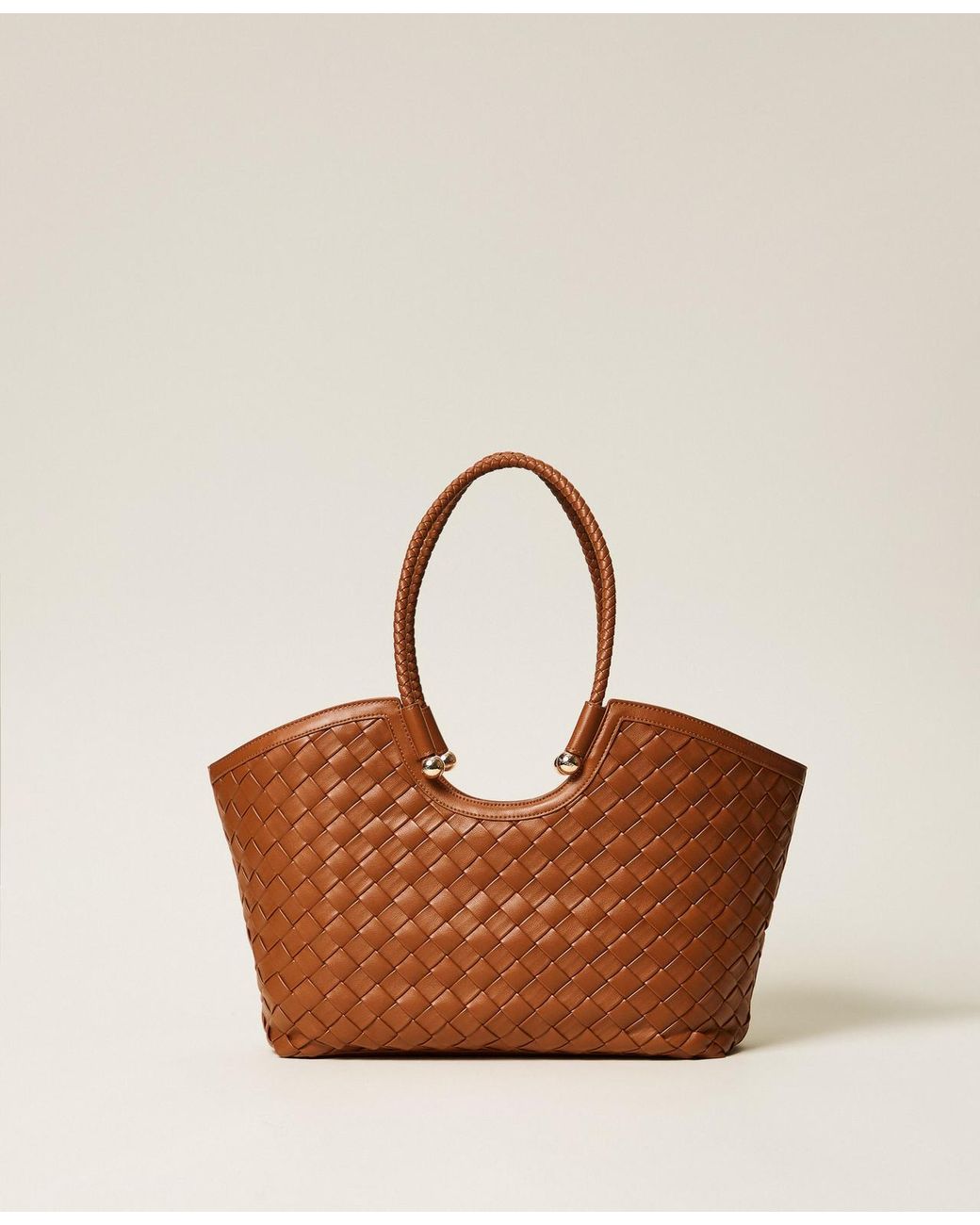 Twinset Brown Handwoven Shopper Bag