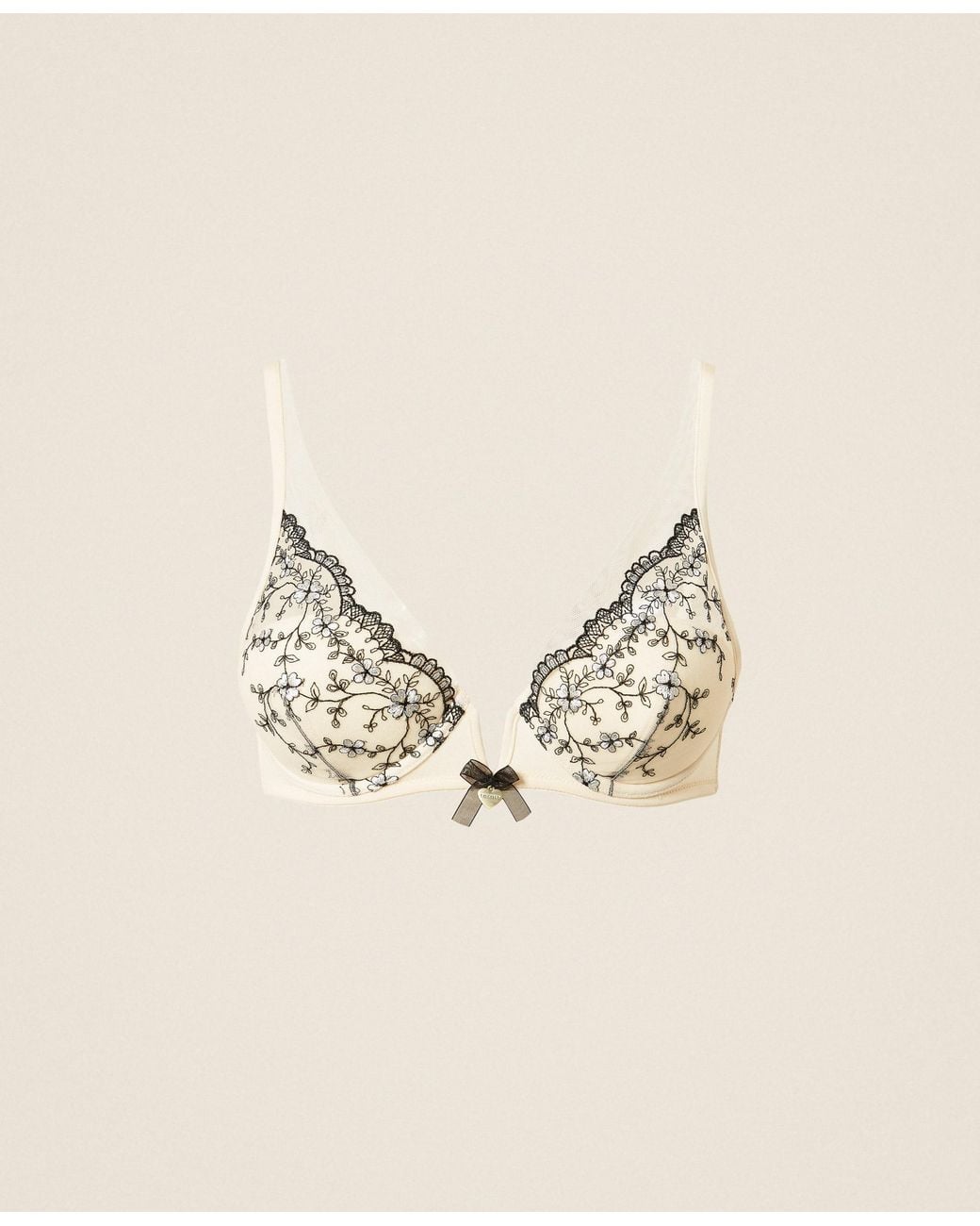 Twinset Natural Embroidered Tulle Bralette