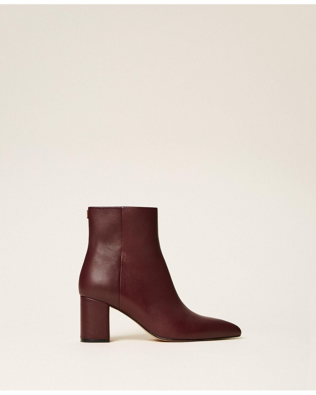Twinset Brown Leather Ankle Boots