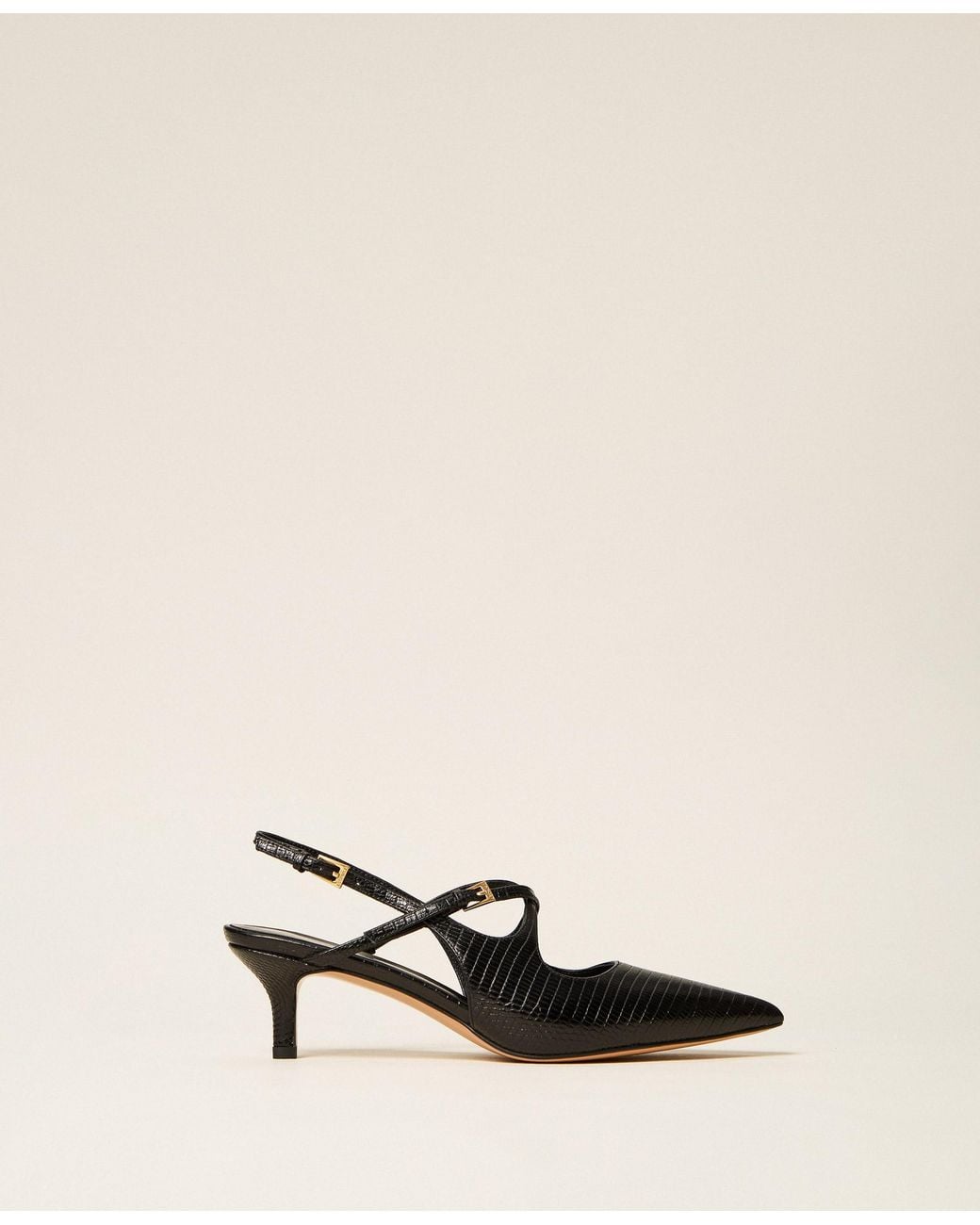 Twinset Natural Leather Slingbacks With Straps