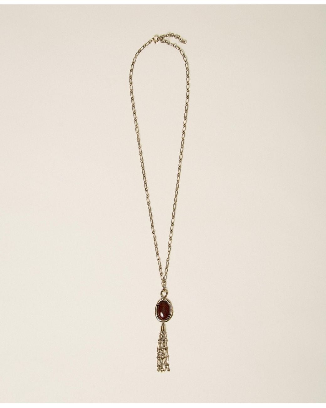 Twinset Natural Long Necklace With Animal Print Pendant, "Aged Coppery Brass"