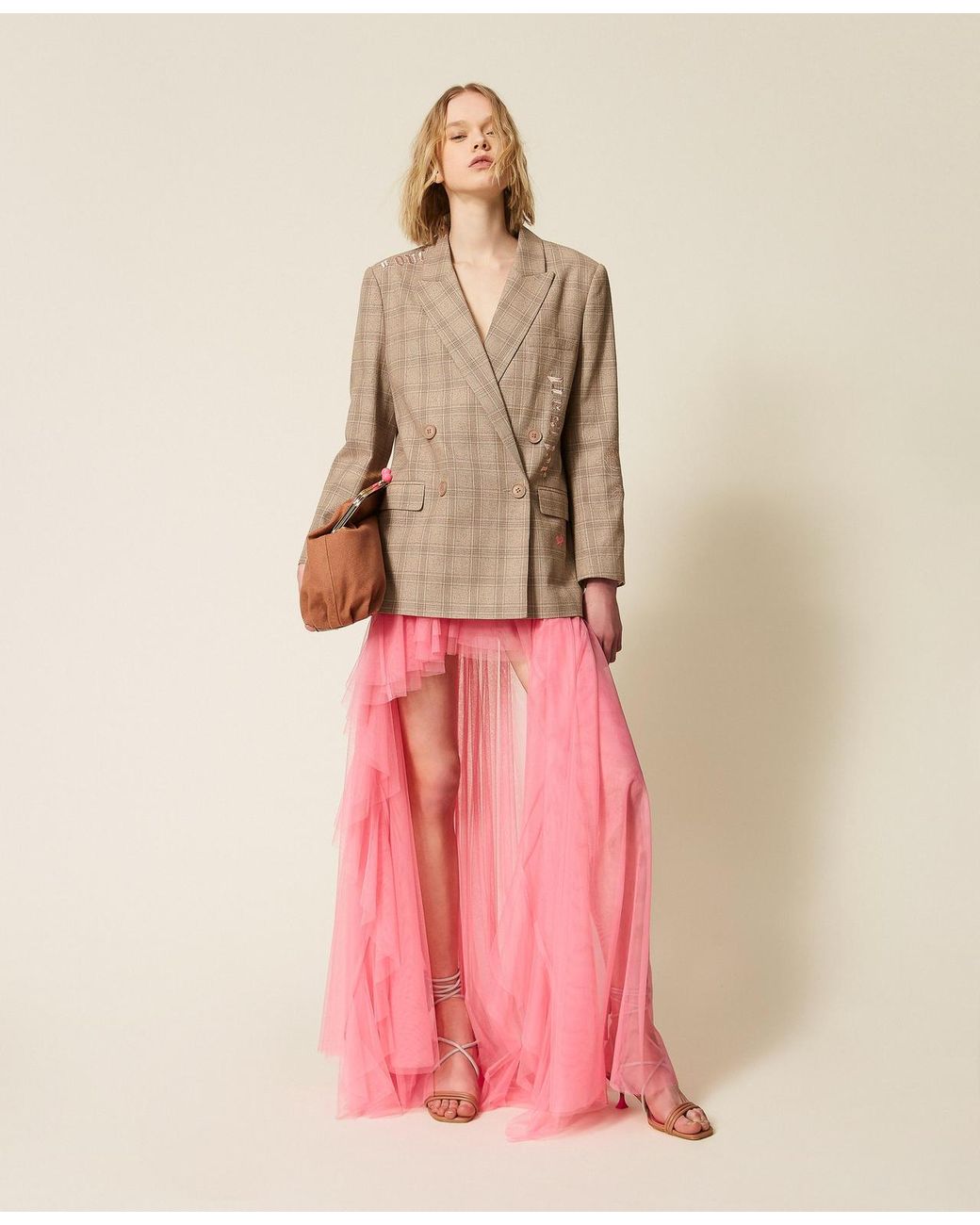 Twinset Pink Myfo Long Asymmetric Tulle Skirt