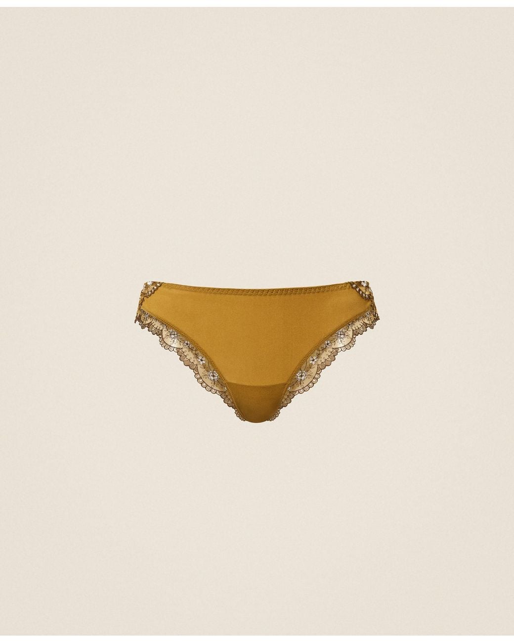 Twinset Natural Embroidered Tulle Brazilian Briefs